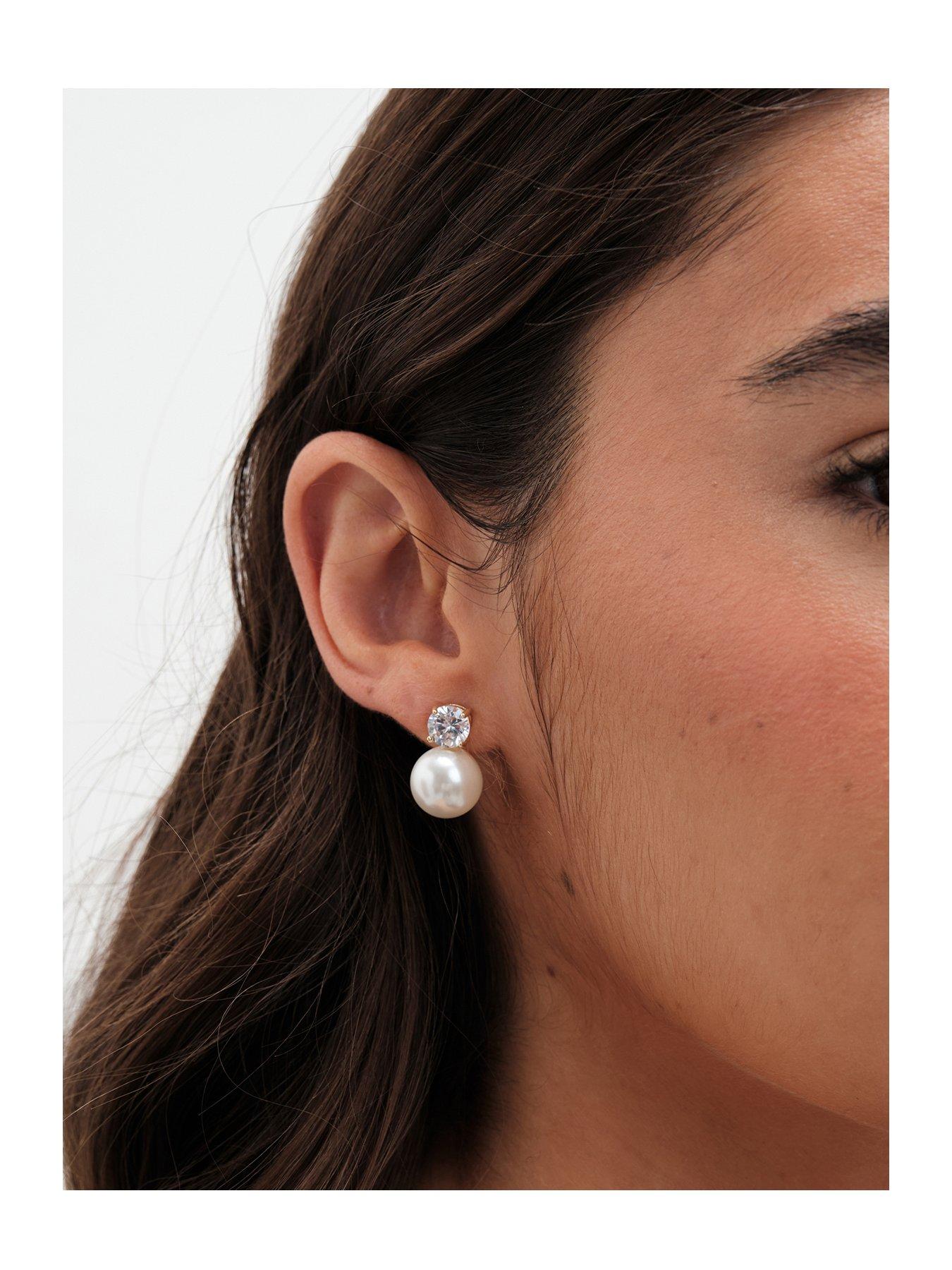 undefined Gold Plated Crystal And Pearl Earrings
