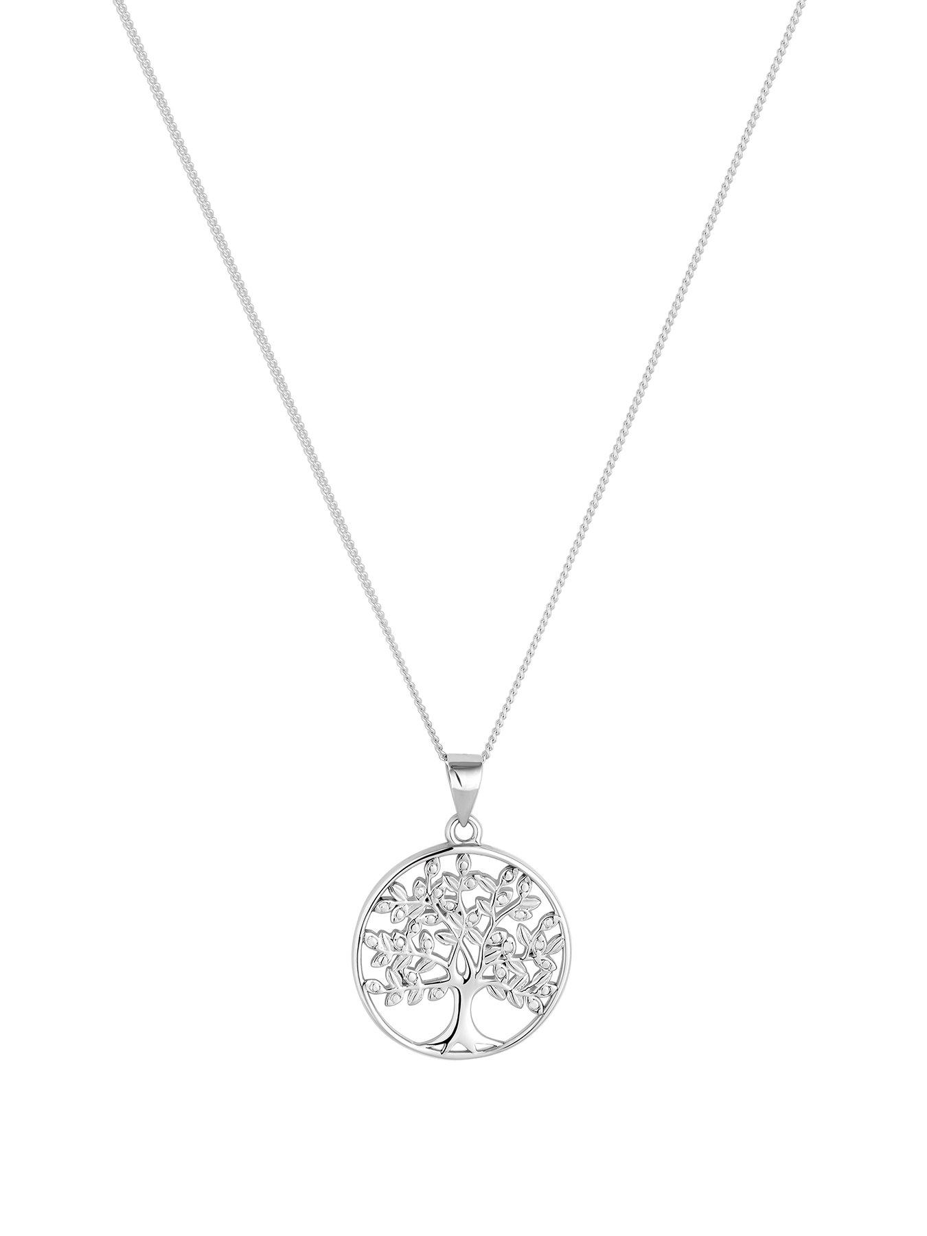 Product photograph of Simply Silver Sterling Silver 925 Silver Tree Of Life Pendant Necklace from very.co.uk