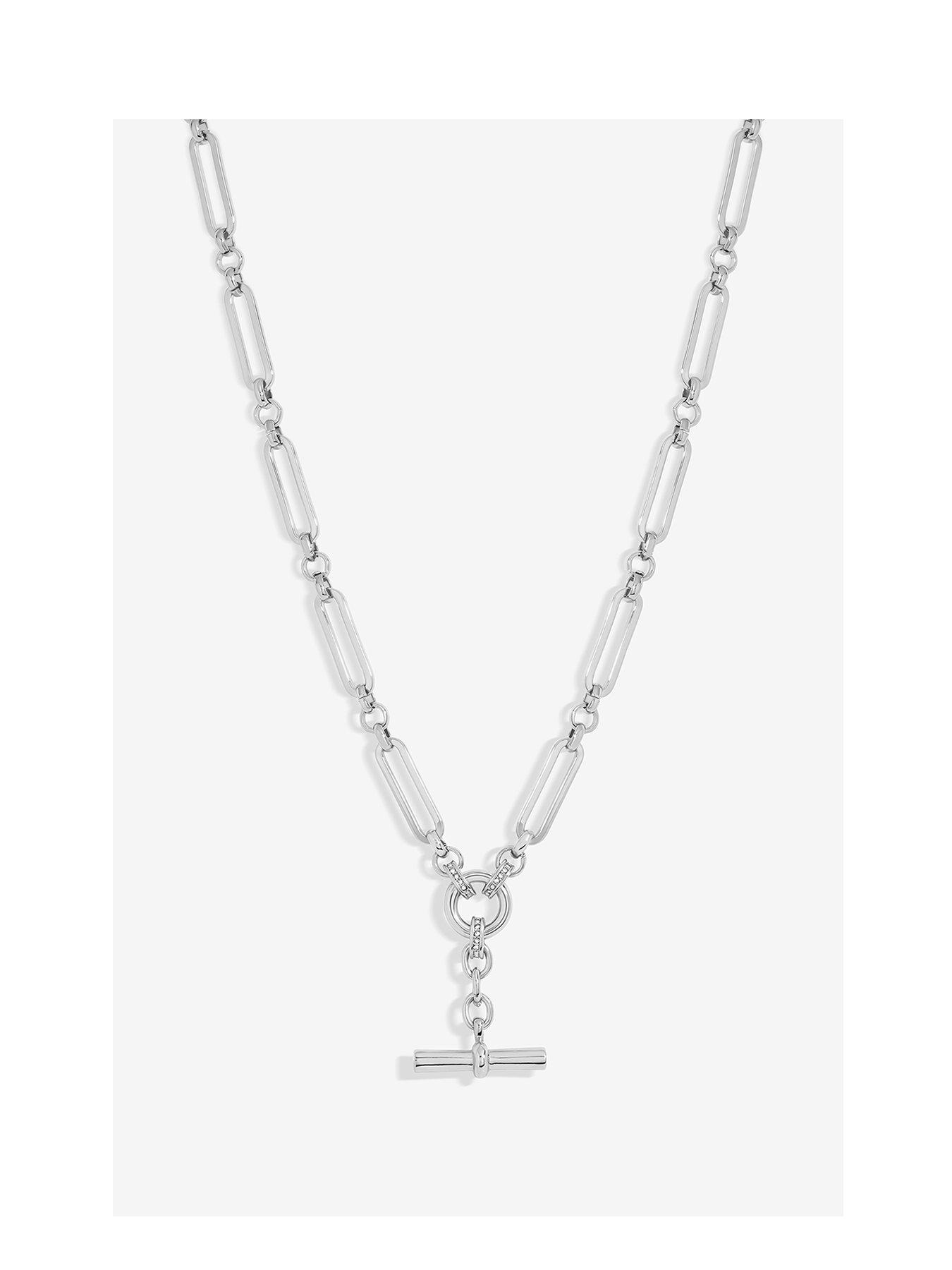 Product photograph of Jon Richard Silver Plated T Bar Necklace from very.co.uk