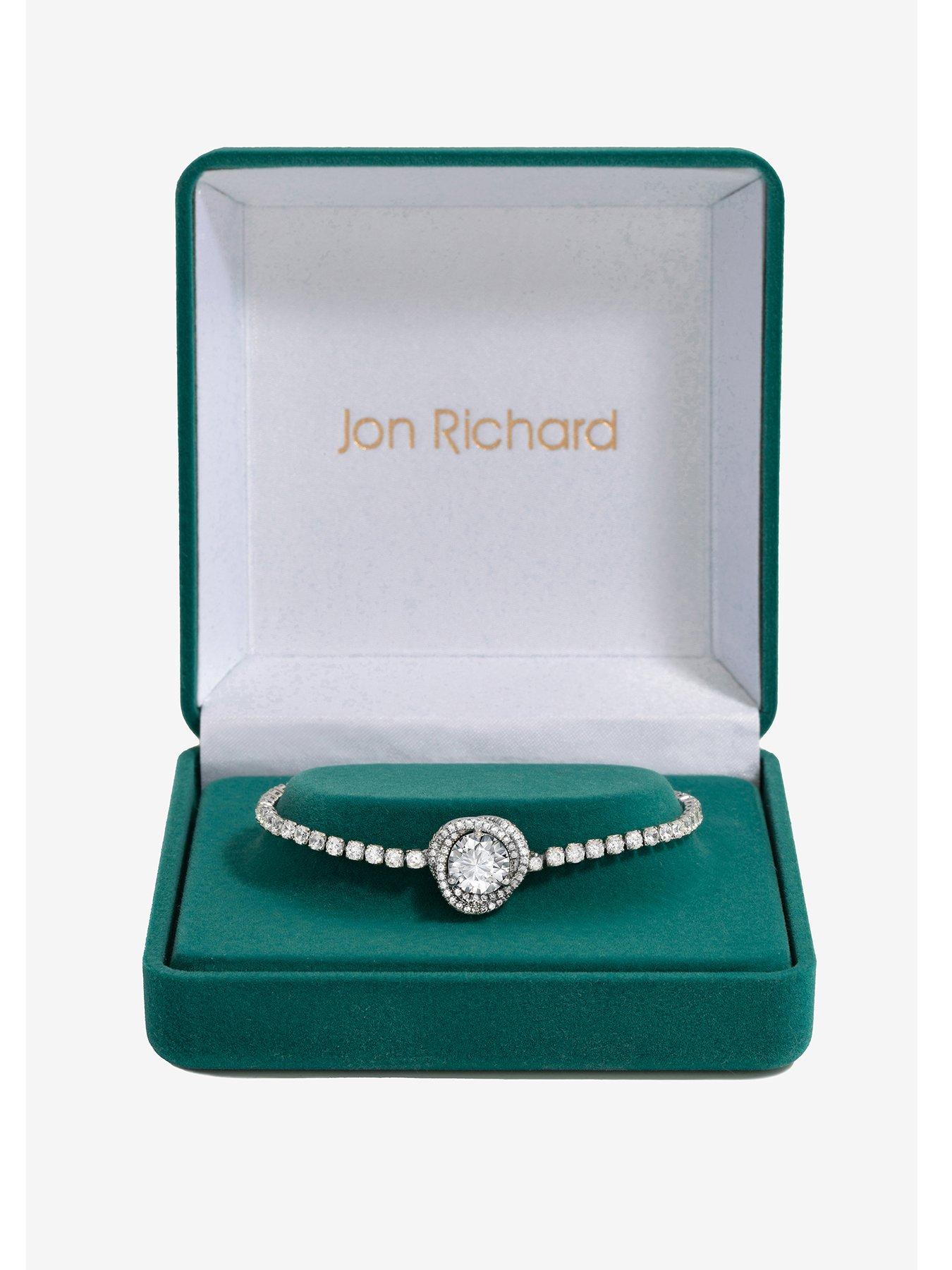 Product photograph of Jon Richard Rhodium Plated Crystal Halo Toggle Bracelet from very.co.uk