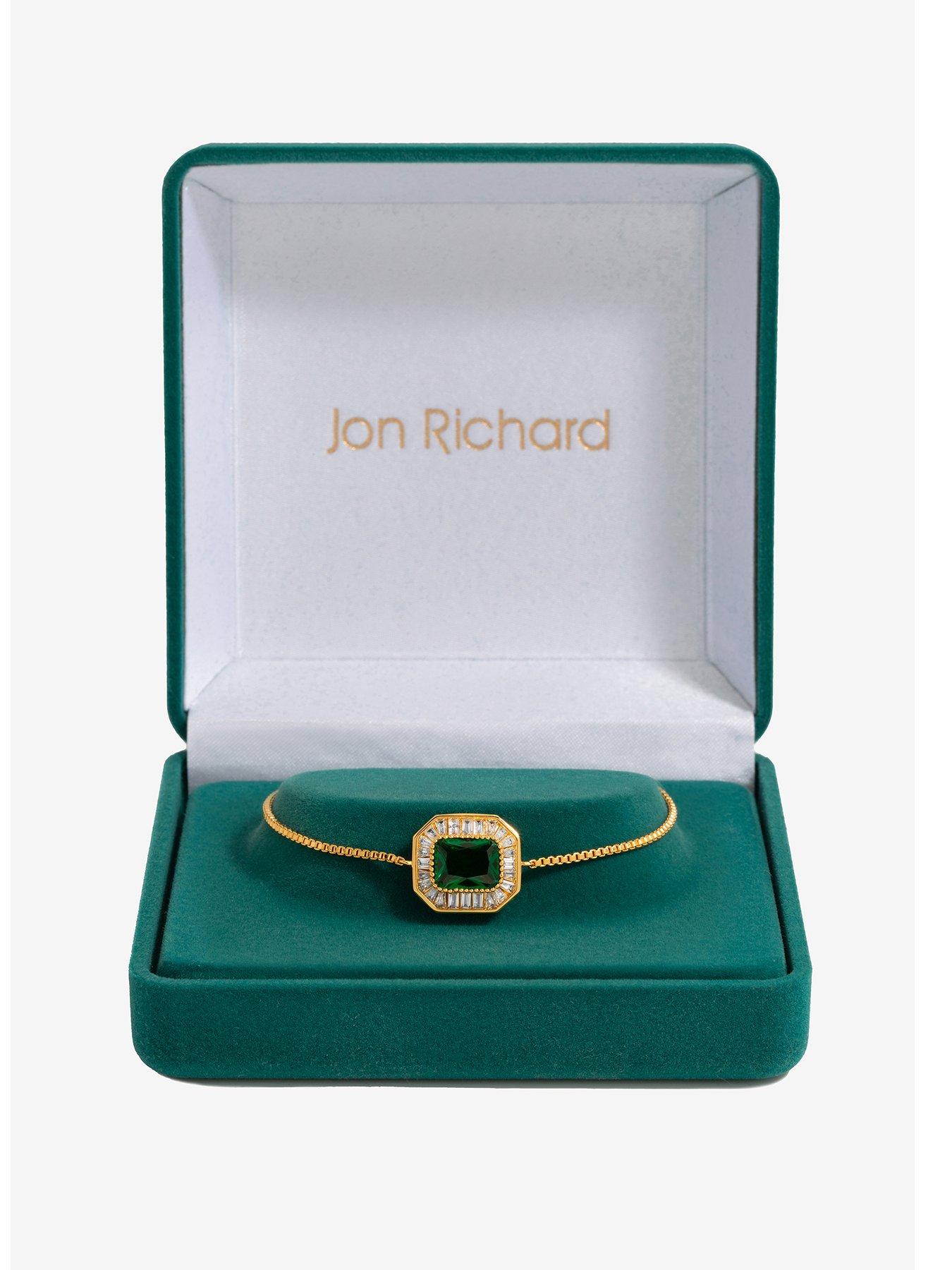 Product photograph of Jon Richard Gold Plated And Emerald Toggle Bracelet from very.co.uk