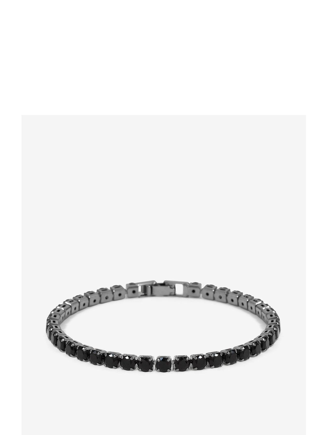 Product photograph of Jon Richard Jon Richard Hematite Plated And Jet Tennis Bracelet from very.co.uk