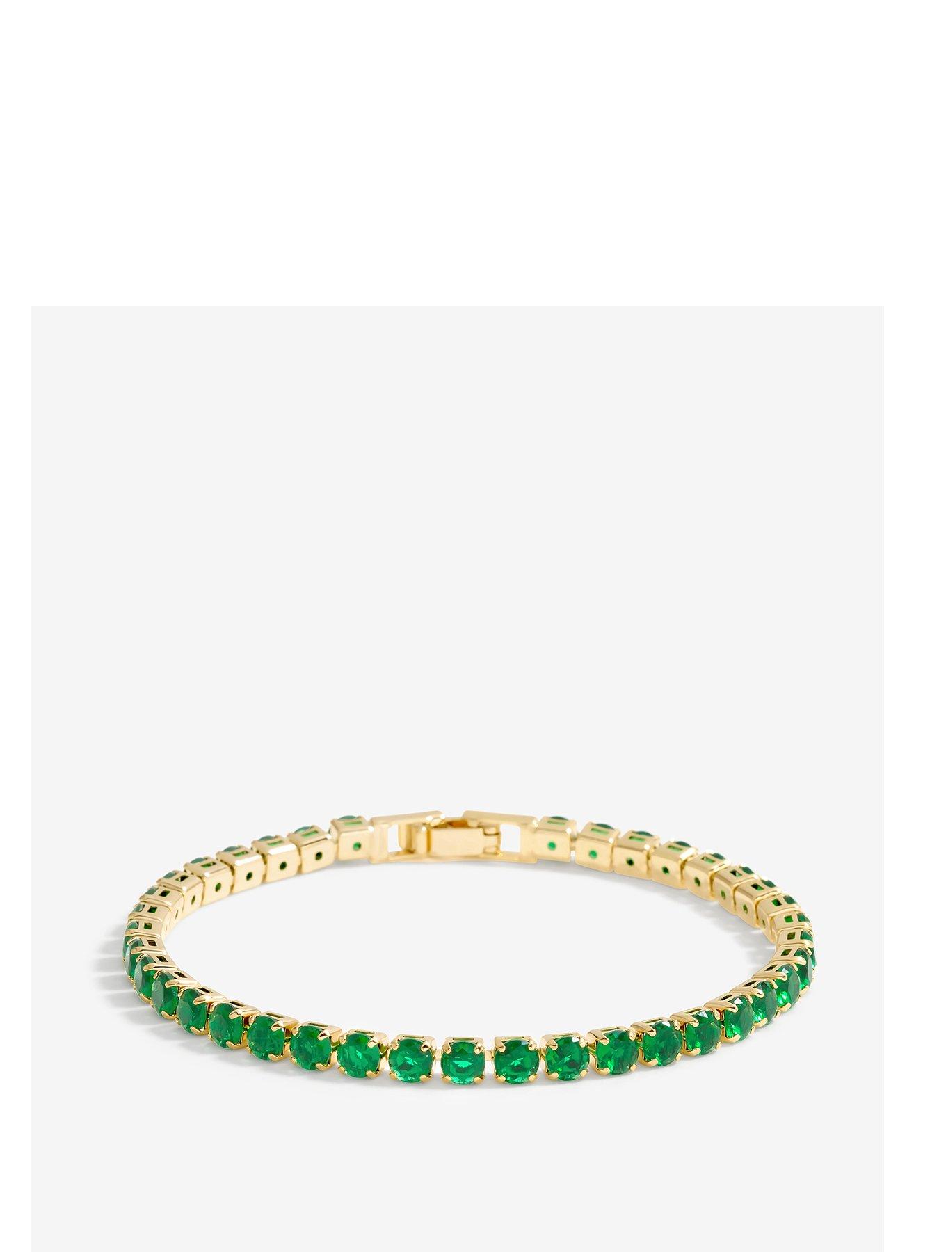 Product photograph of Jon Richard Gold Plated And Emerald Tennis Bracelet from very.co.uk