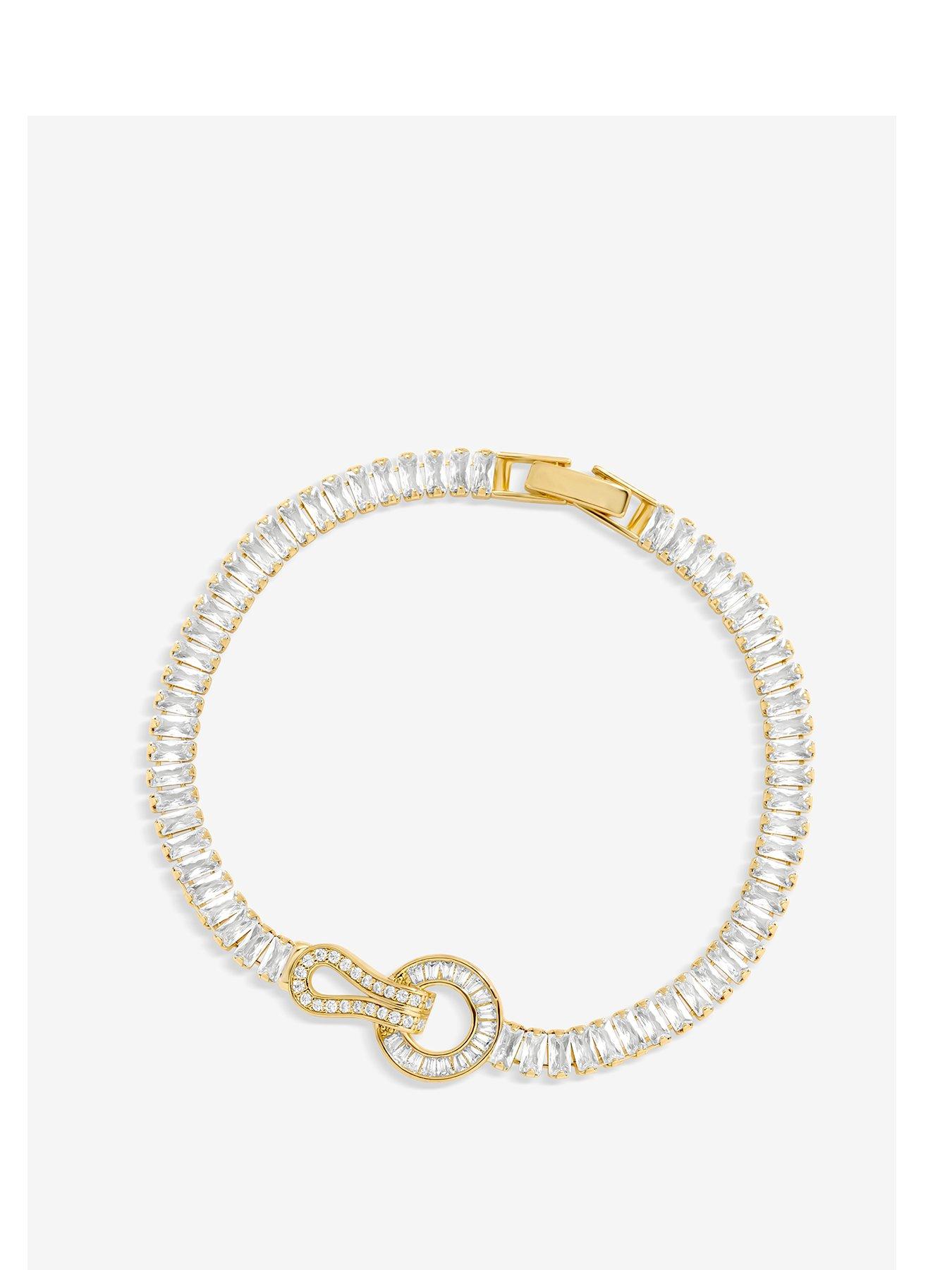 Product photograph of Jon Richard Rhodium Plated Cubic Zirconia Circle Link Bracelet from very.co.uk