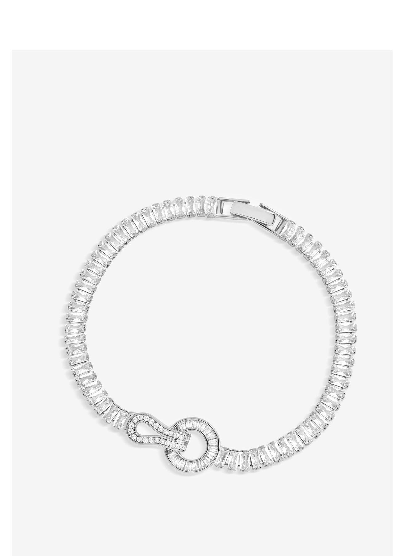 Product photograph of Jon Richard Gold Plated Cubic Zirconia Circle Link Bracelet from very.co.uk