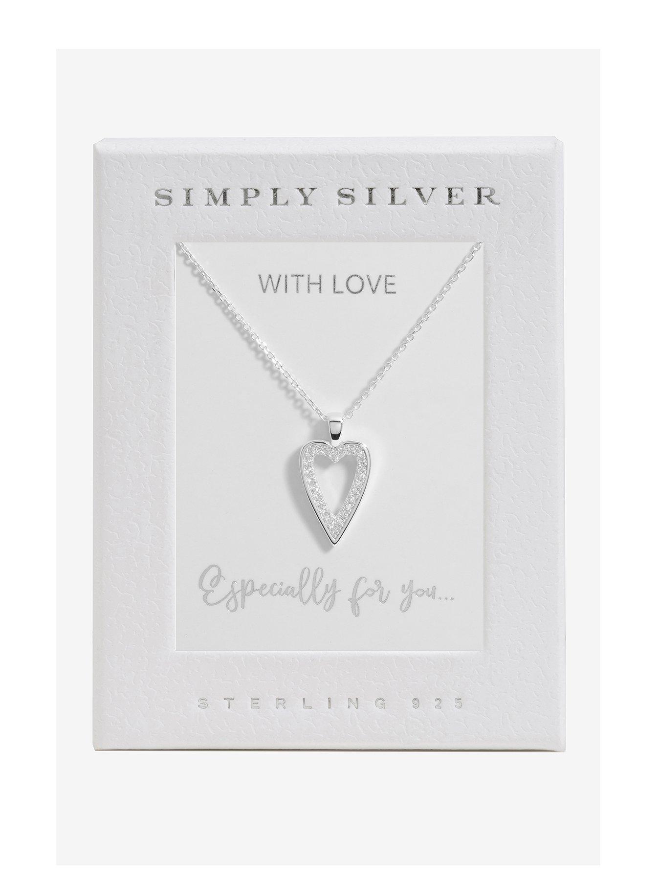 Product photograph of Simply Silver Sterling Silver Sterling Silver 925 925 Polished And Cubic Zirconia Heart Pendant from very.co.uk