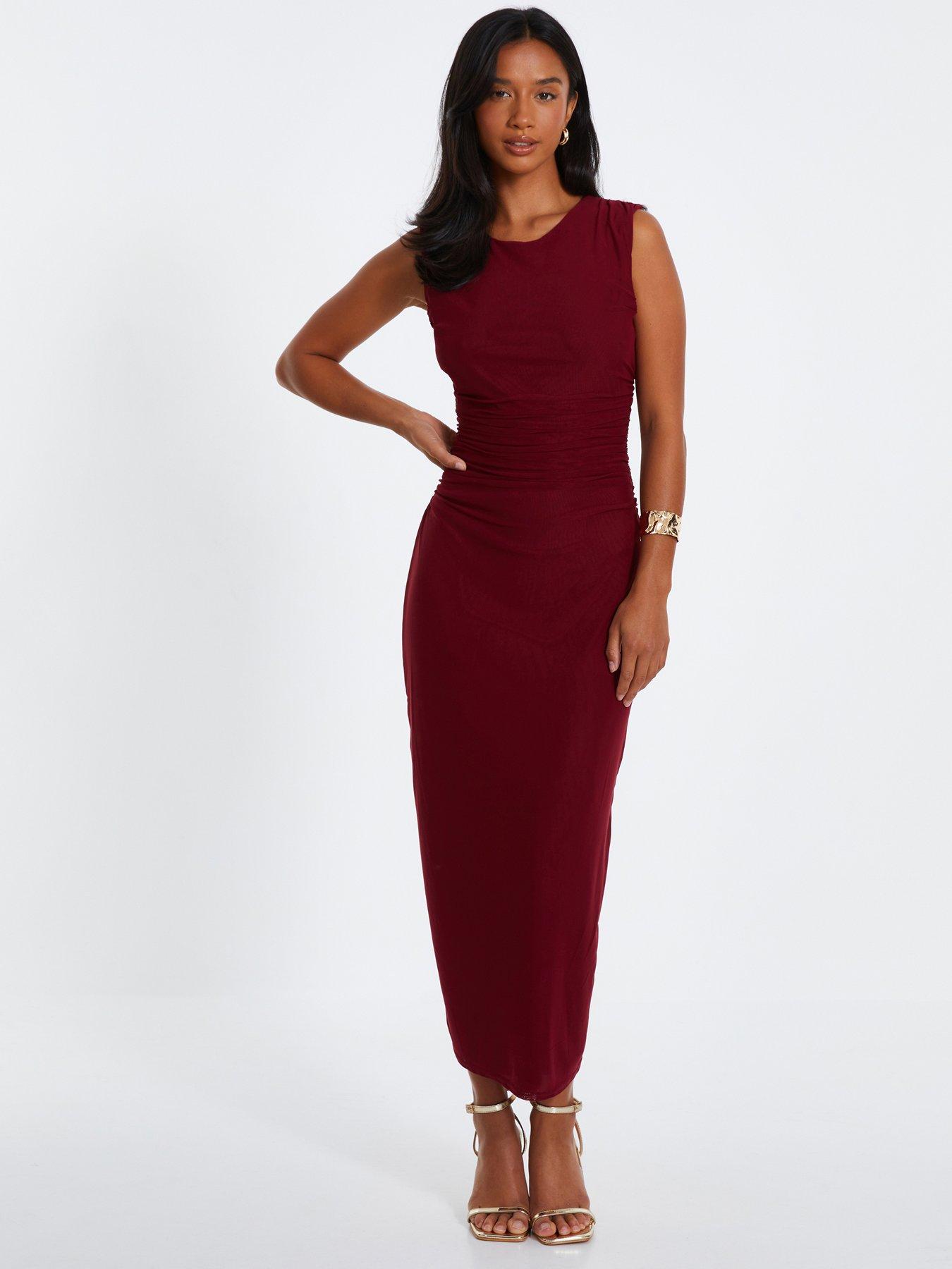 Quiz burgundy dress best sale