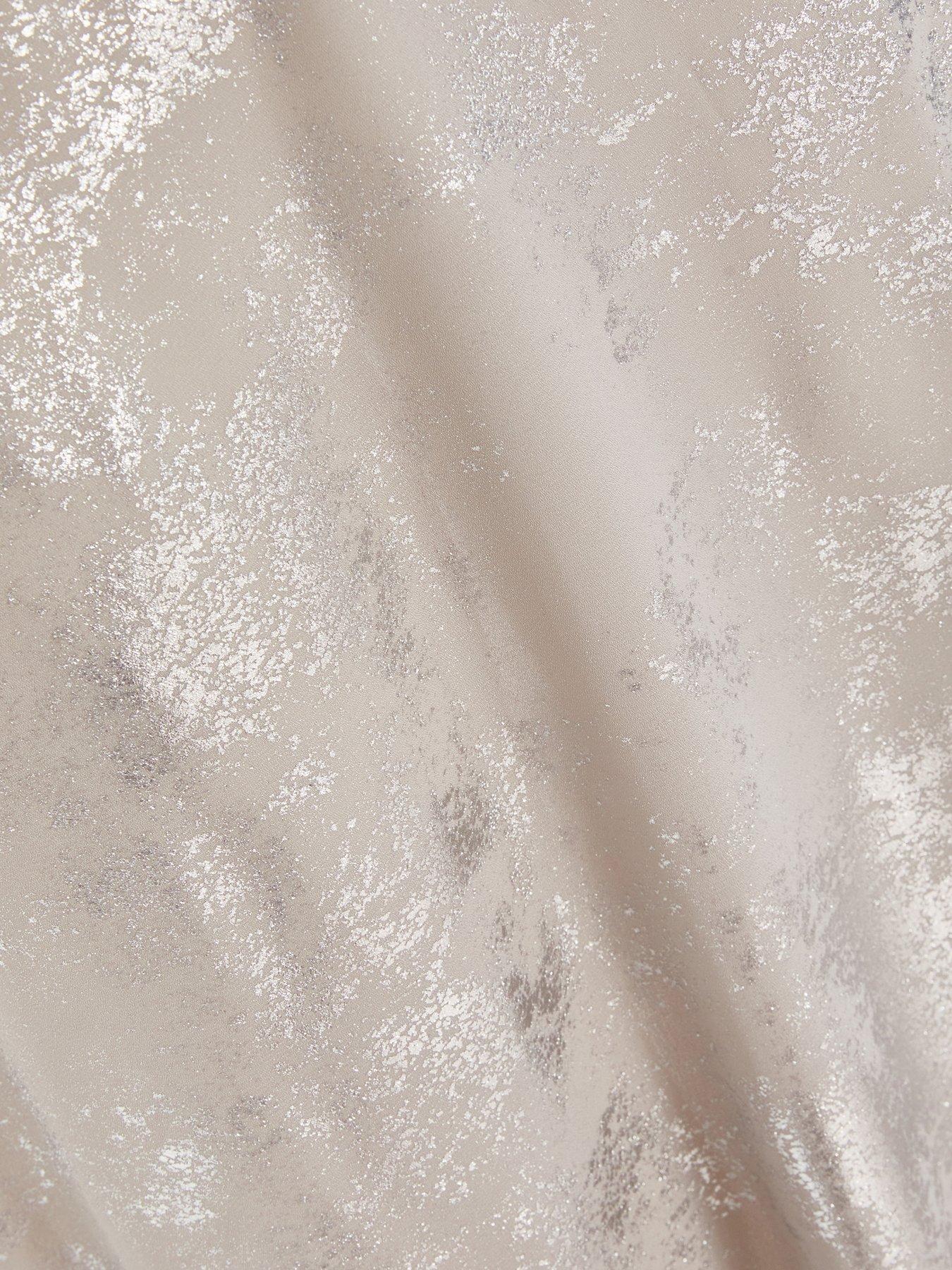 Image 6 of 6 of Quiz Silver Foil Plunge Maxi Dress
