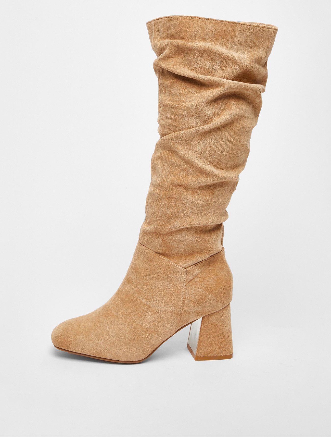 Knee high suede block heel boots best sale