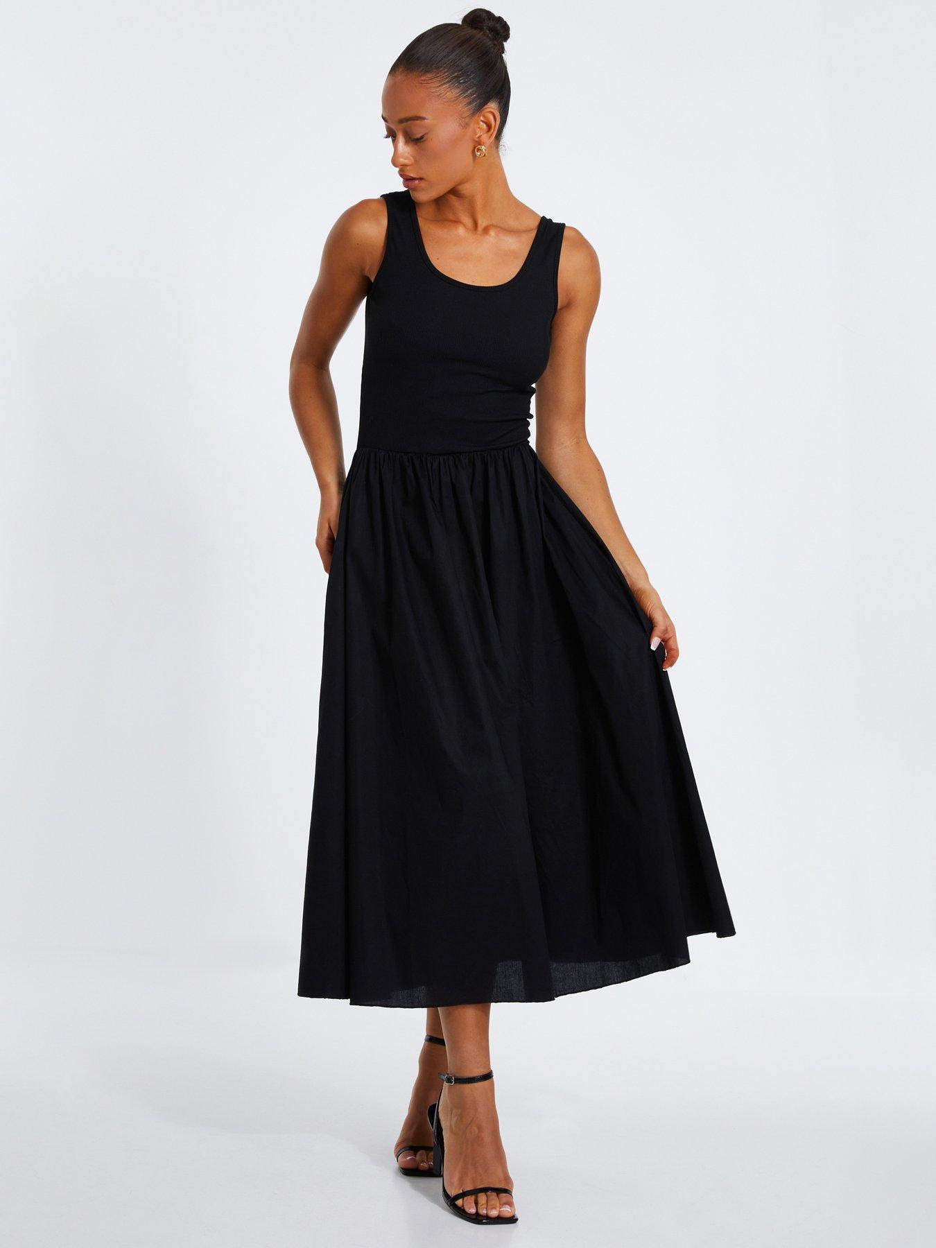 Midi Skater Dress Black