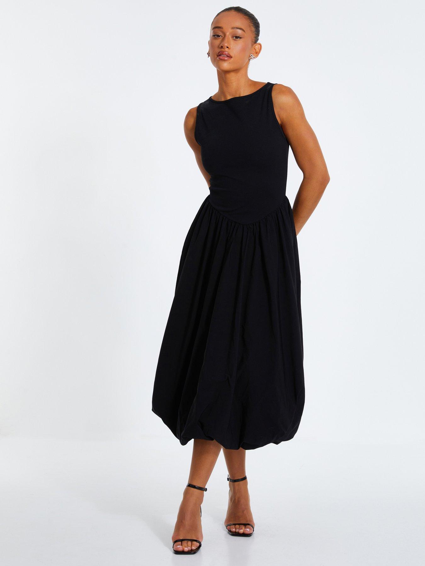 Quiz Puff Ball Midi Dress Black Very