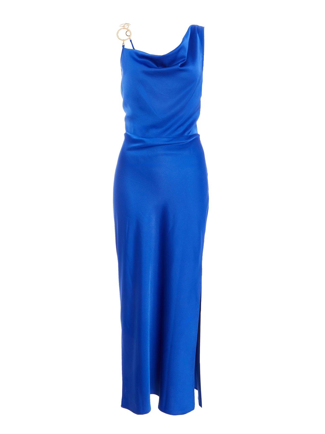 cowl-neck satin midaxi dress Oyster PrettyLittleThing Plus Satin High Neck Midaxi Dress