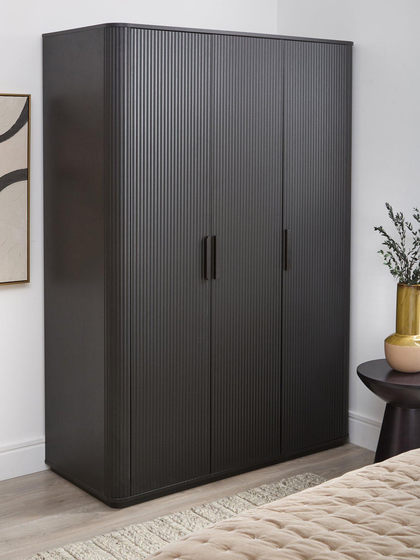 undefined Carina 3 Door Plinth Wardrobe - Black