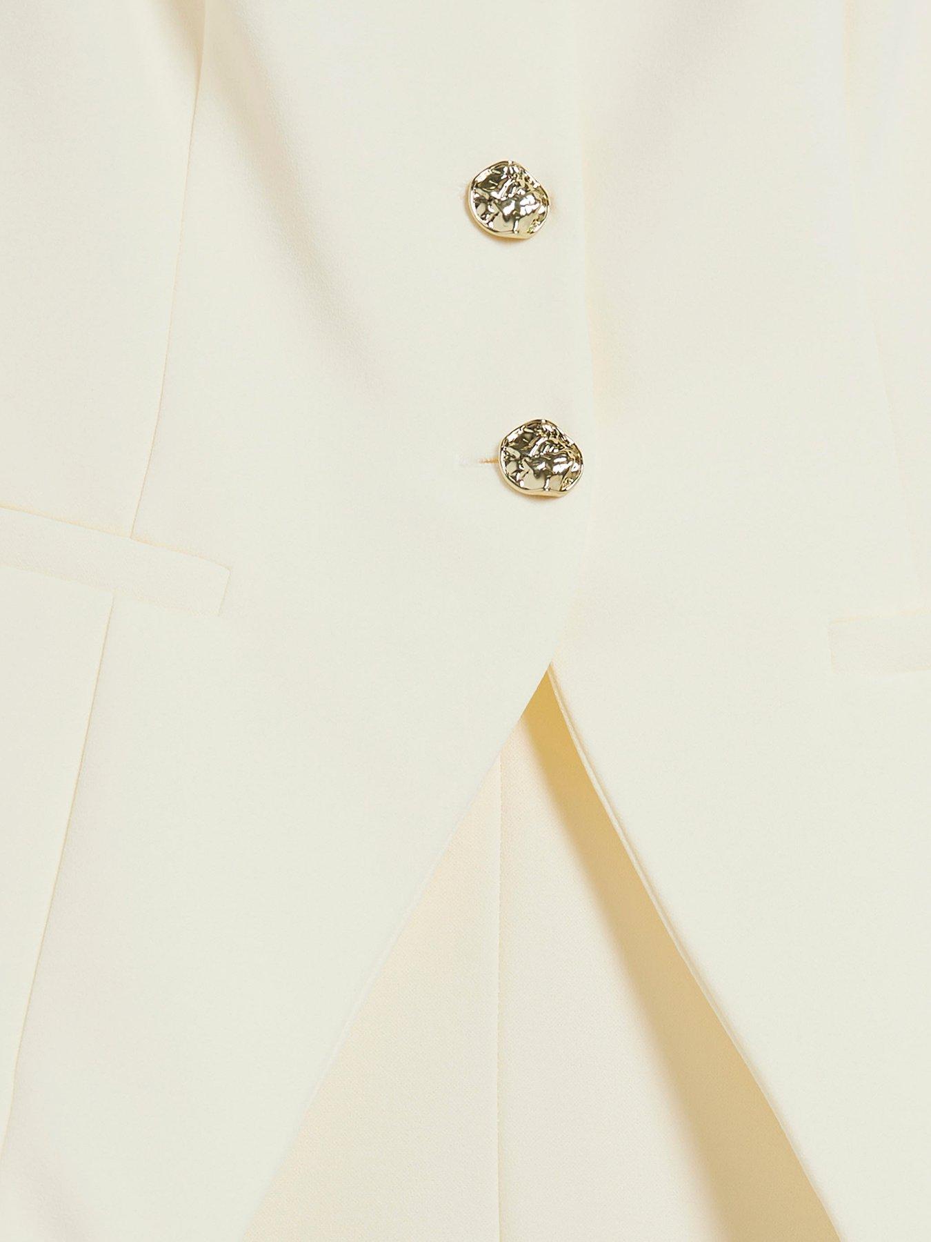 Image 6 of 6 of River Island Longline Waistcoat Jumpsuit - Cream