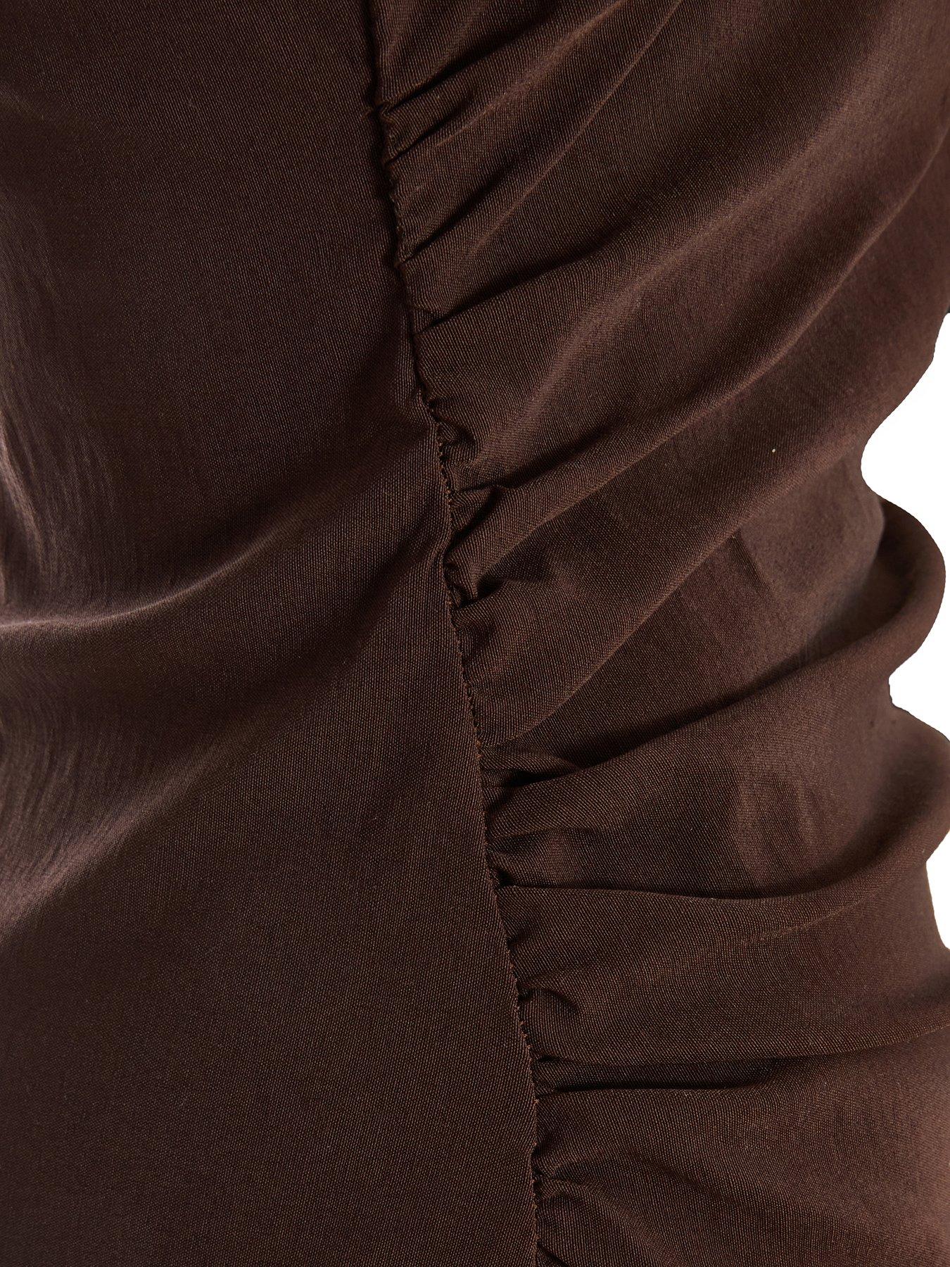 Image 6 of 6 of Quiz Brown Ruched Midi Dress