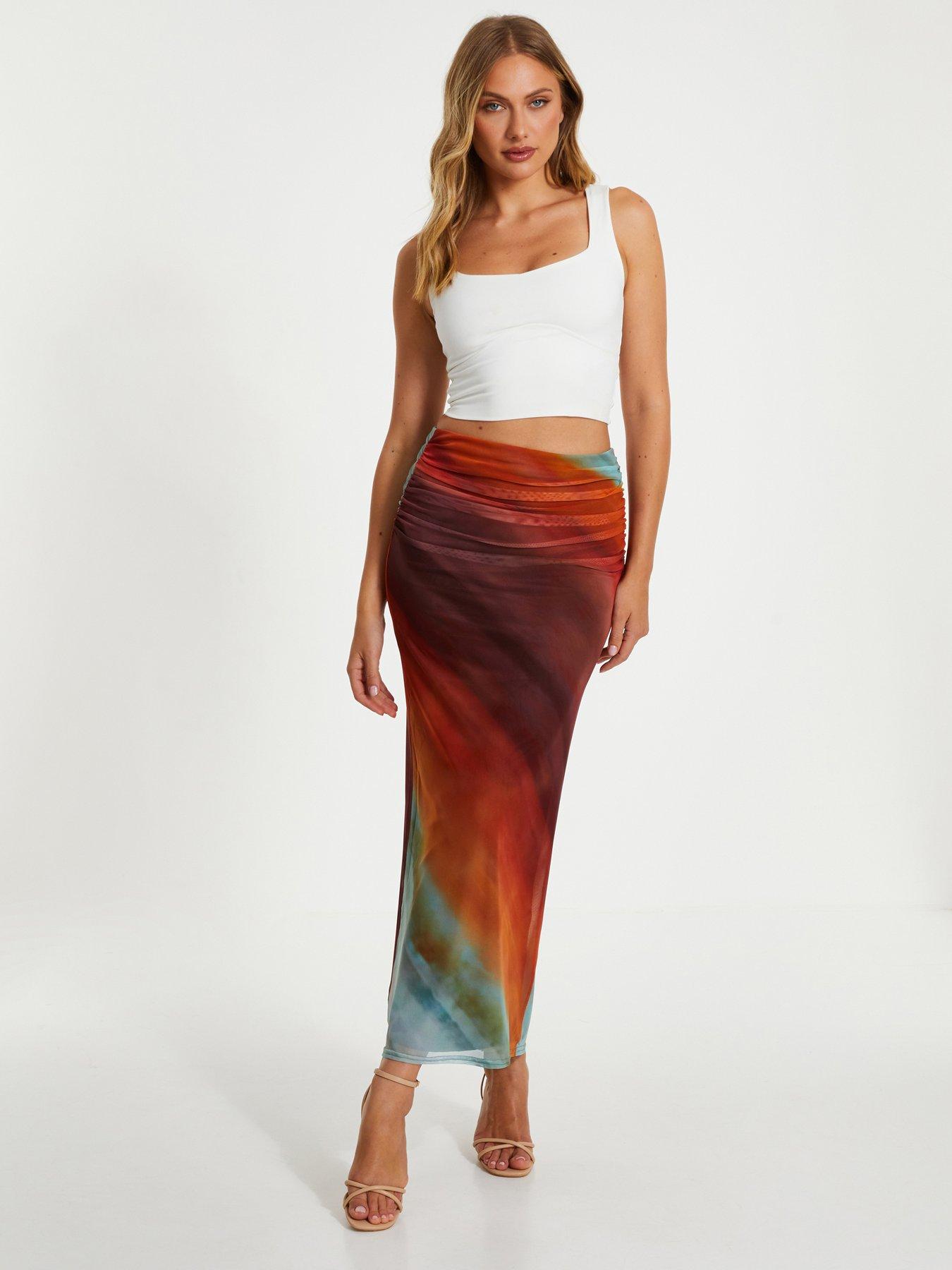 Quiz Brown Ombre Ruched Maxi Skirt Very