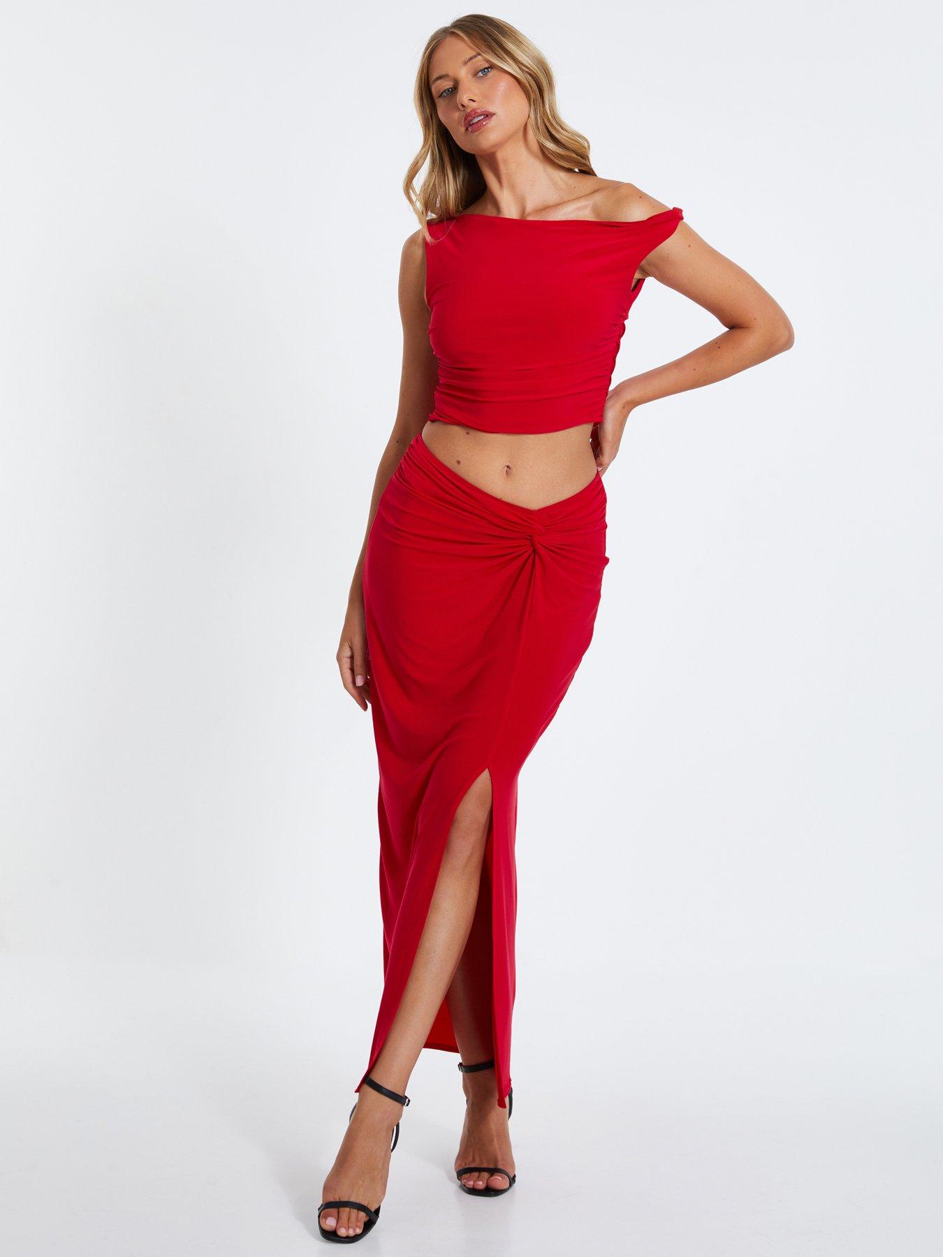 Image 1 of 6 of Quiz Red Twist Crop Top