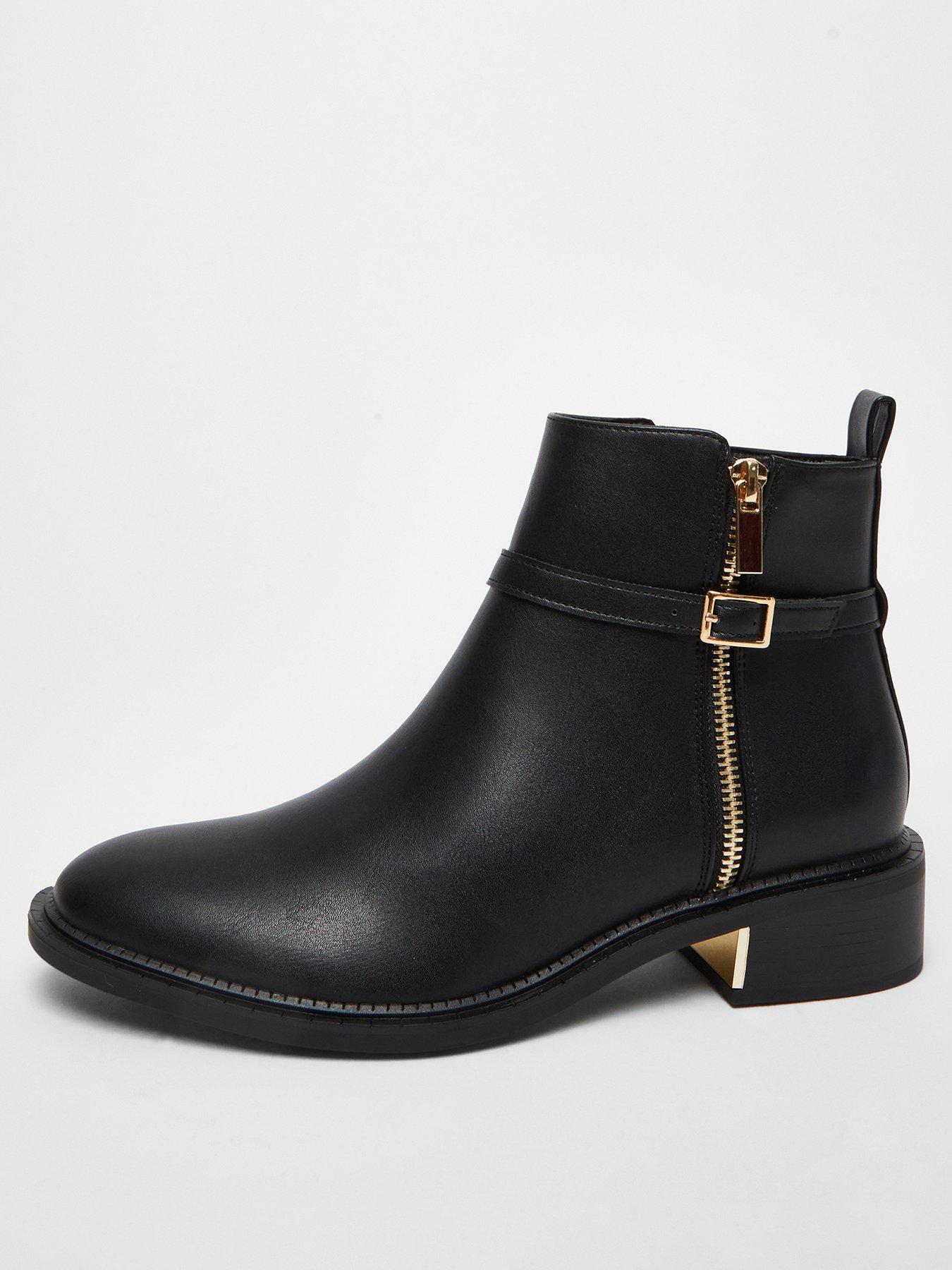 No heel leather boots best sale