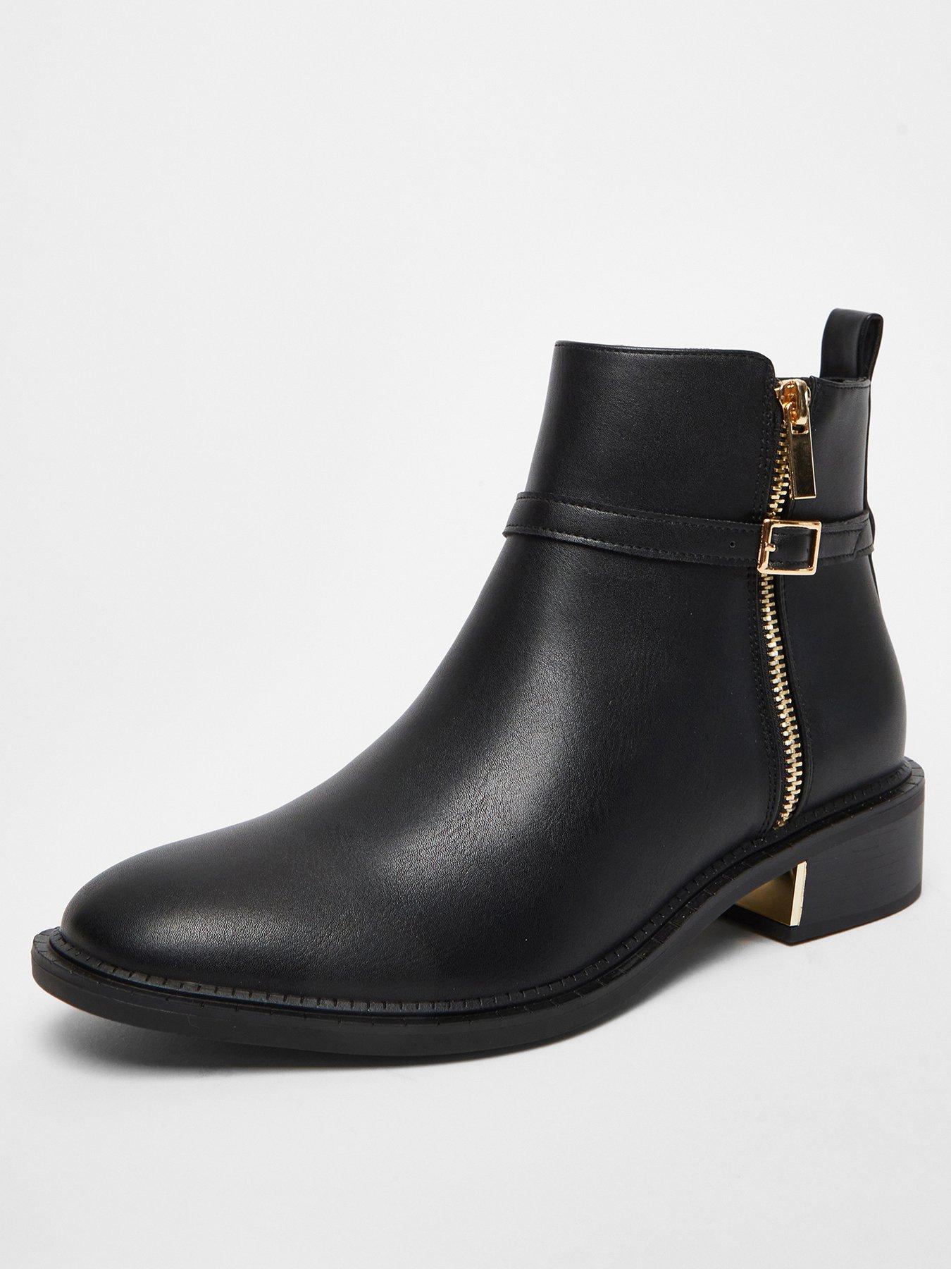 Quiz Black Faux Leather Ankle Boot Very