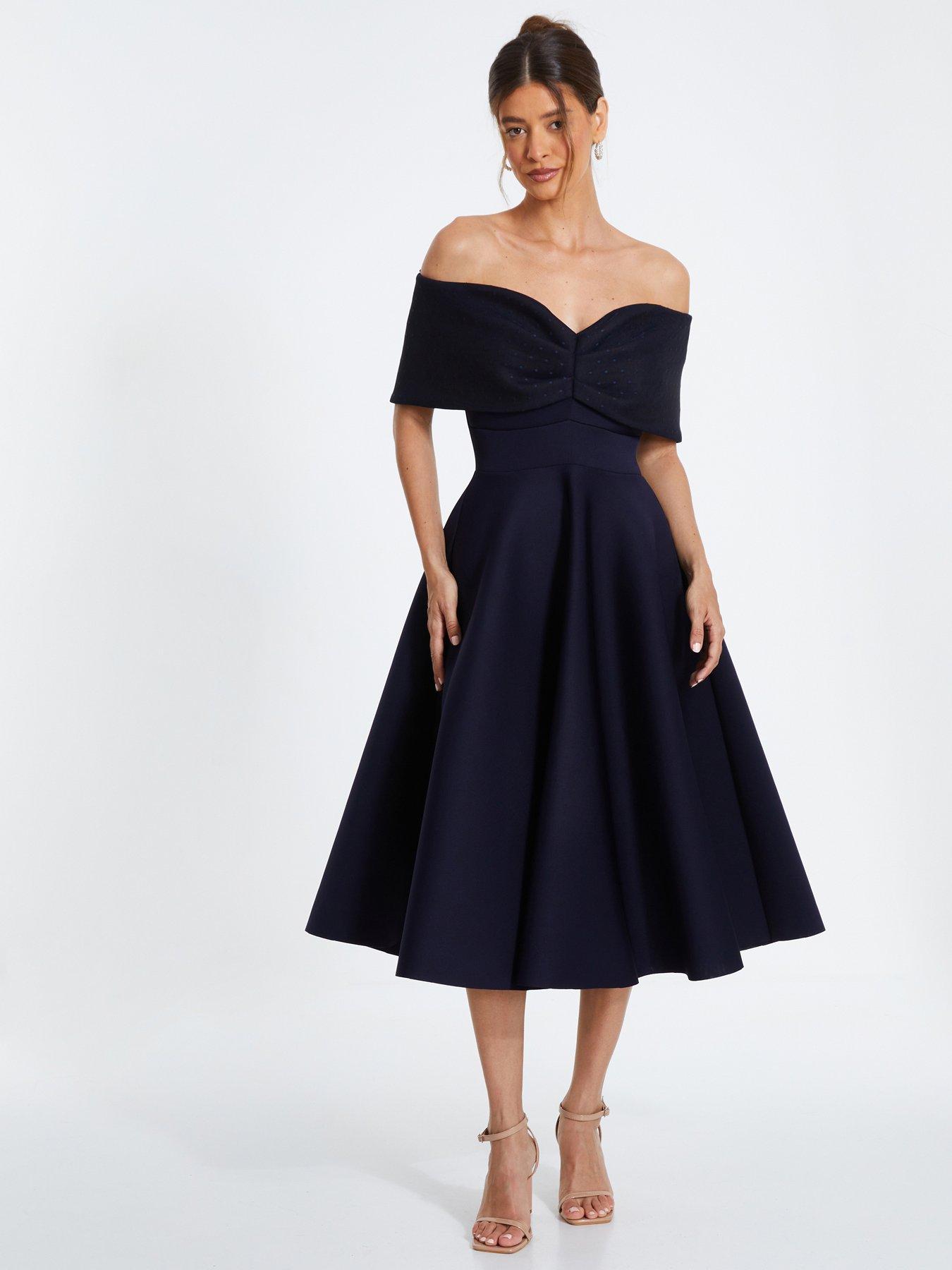 Navy bardot fashion dress