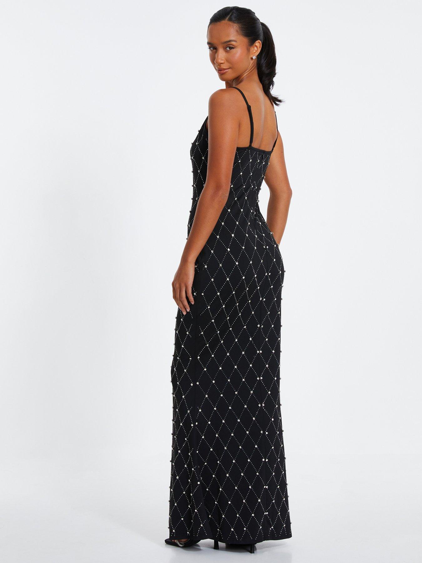 Quiz black sweetheart neck maxi dress hotsell