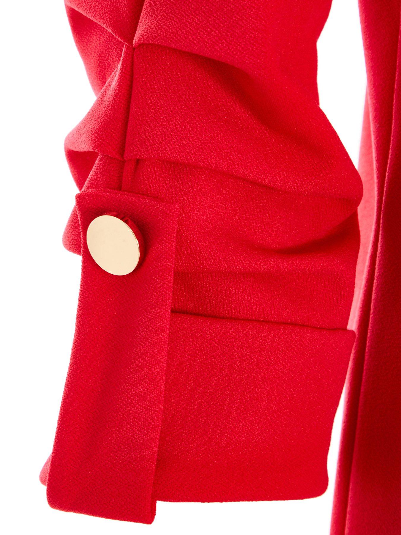 Image 6 of 6 of Quiz Red Ruched Sleeve Tailored Blazer