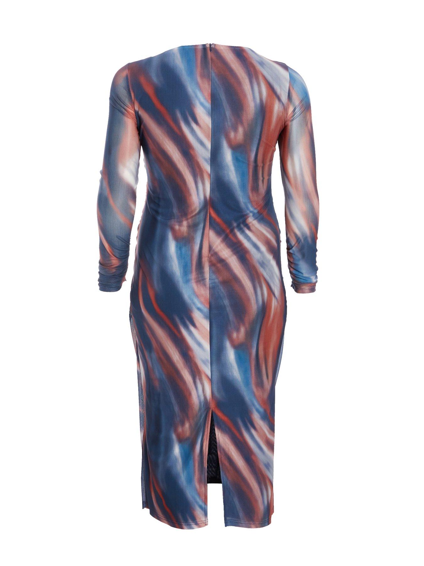 Quiz Curve Dark Blue Marble Print Midaxi Dress | Very