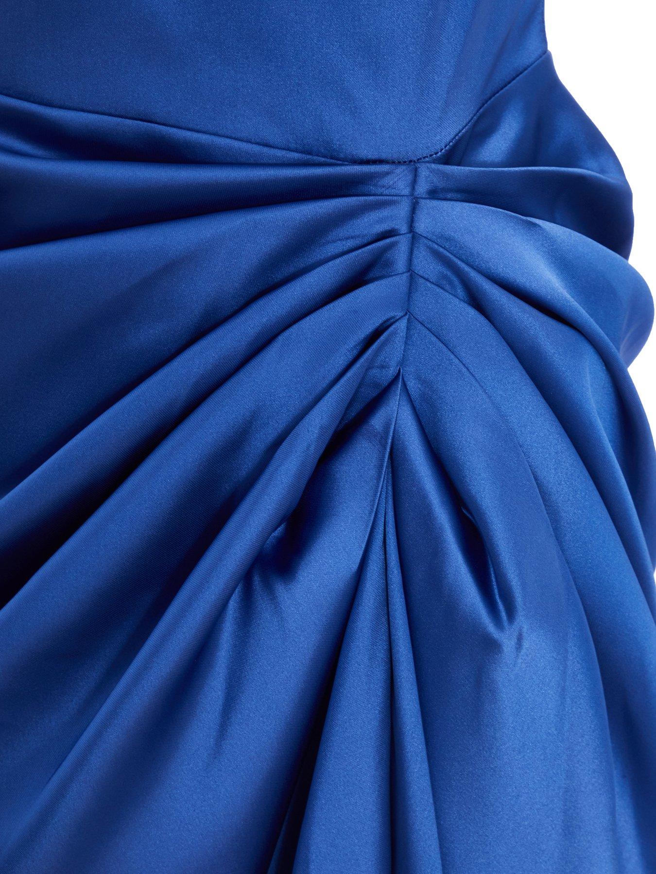 Image 6 of 6 of Quiz Indigo Satin Ruched Midi Dress