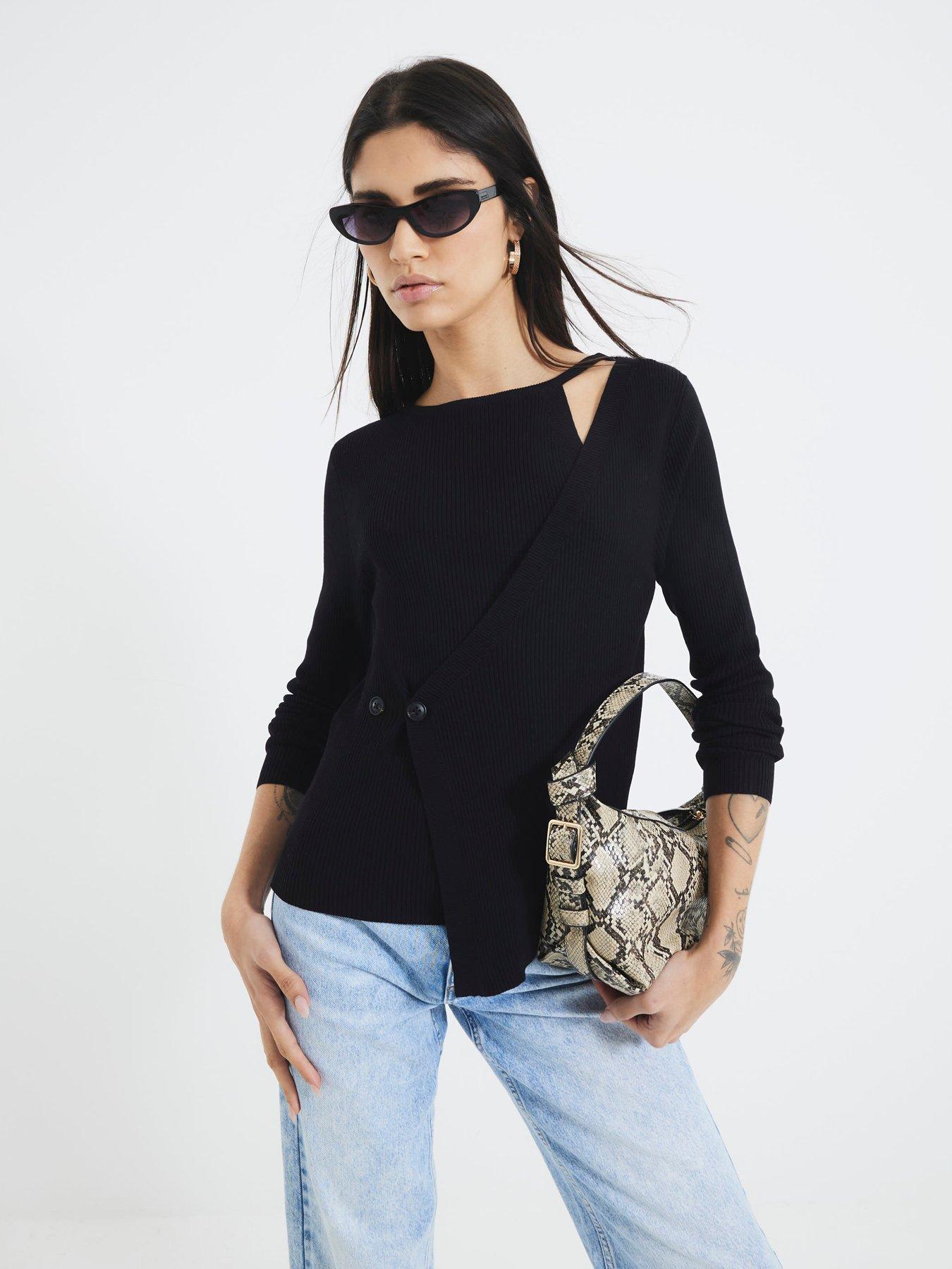undefined Wrap Asymmetric Top - Black