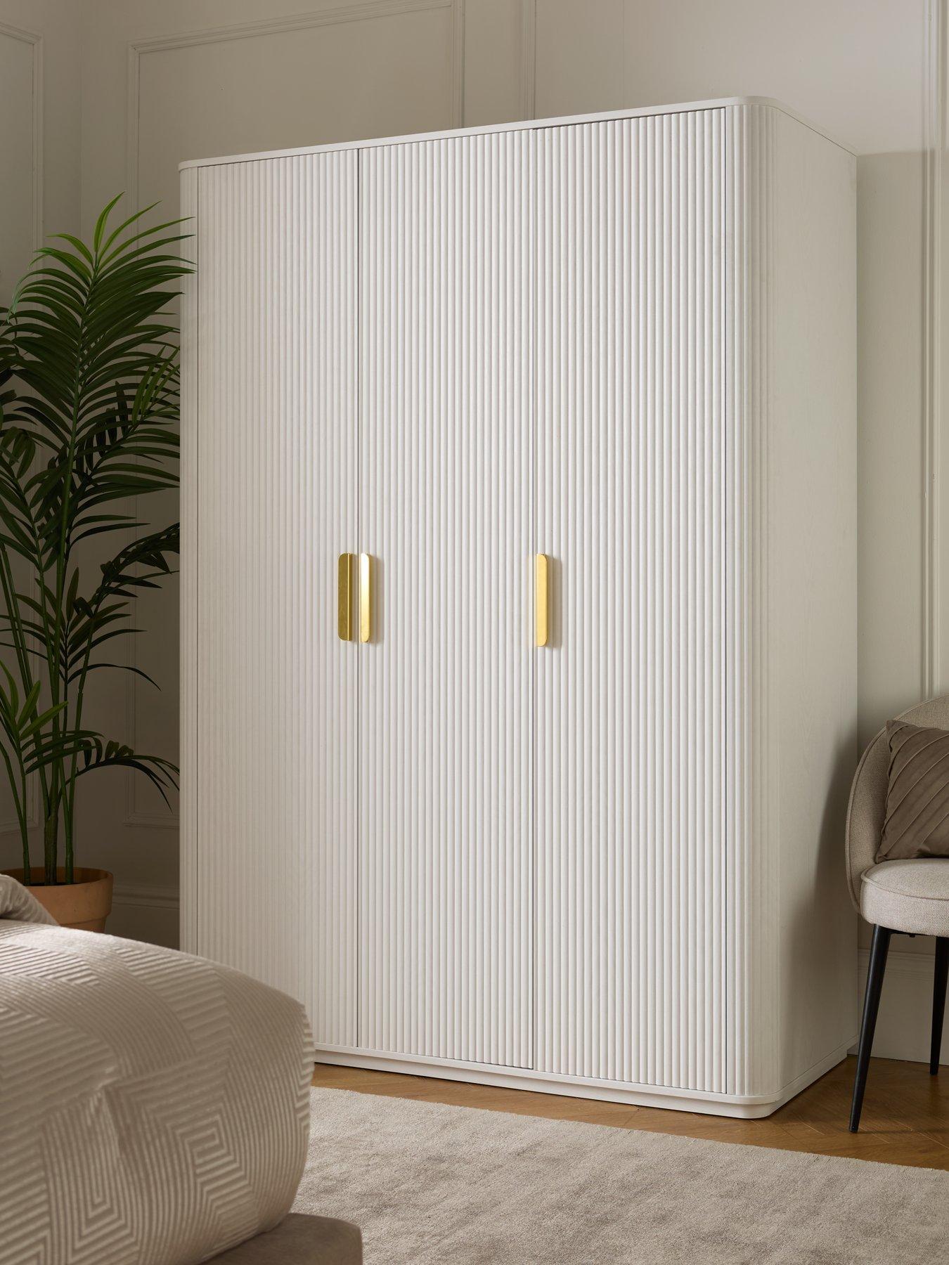 undefined Carina 3 Door Plinth Wardrobe - White