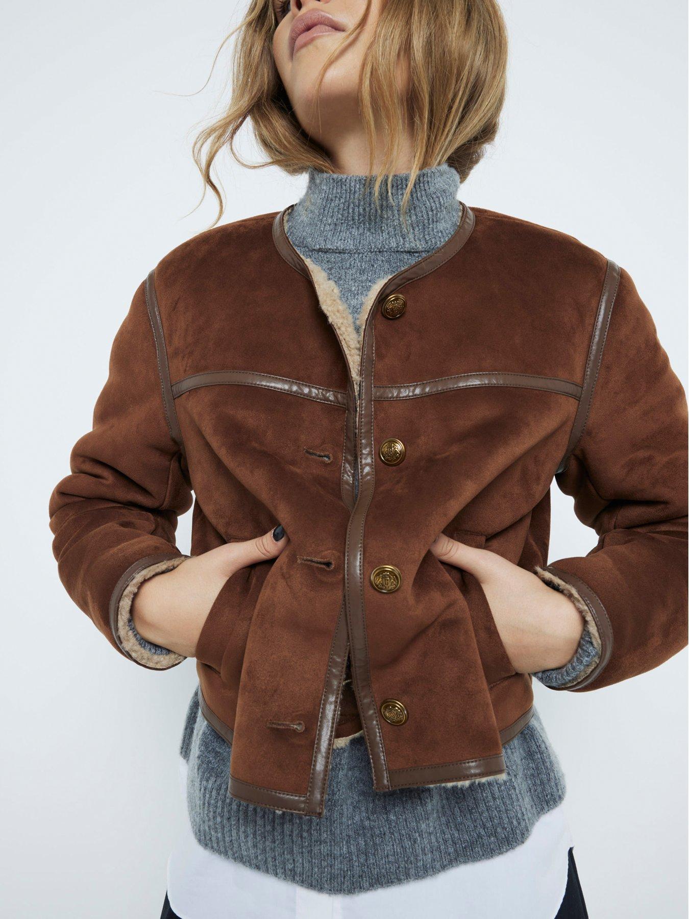 Parka River Island Uk Jackets River Island Shearling Trophy Jacket