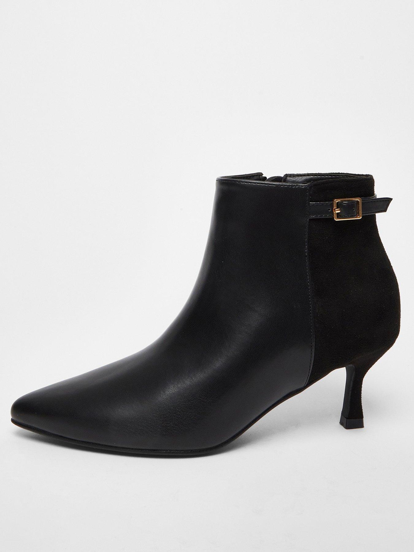 Quiz Diamante Bow Ankle Boot Black Very