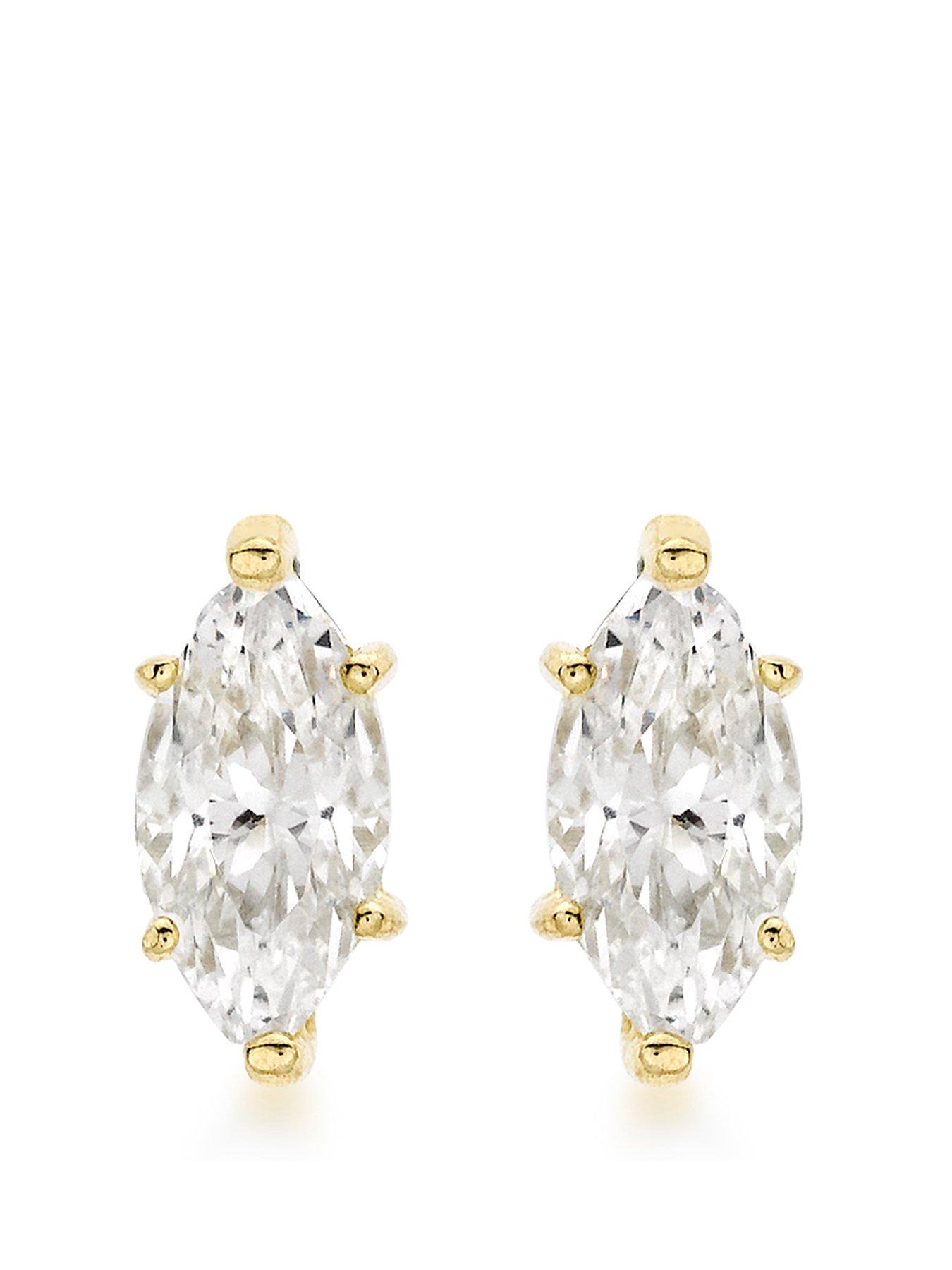 Product photograph of Love Gold 9ct Yellow Gold 5mm X 10mm Marquise-shaped Cz Stud Earrings from very.co.uk