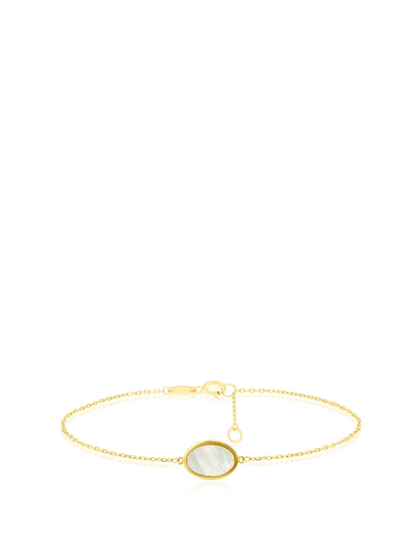 Product photograph of Love Gold 9ct Yellow Gold 8mm X 10 4mm Oval Mother Of Pearl Adjustable Bracelet 18cm 7 - 19cm 7 5 from very.co.uk