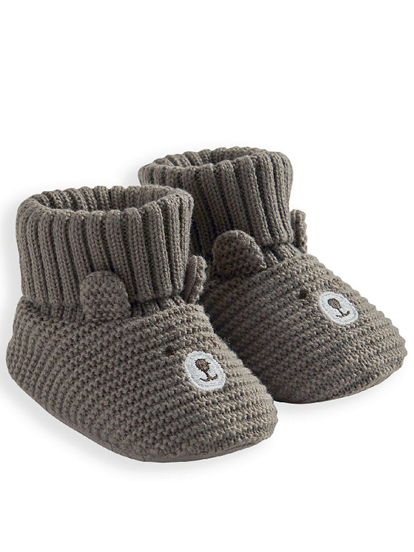 Mamas & Papas Baby Unisex Teddy Bear Booties, Brown, Size 0-3 Months