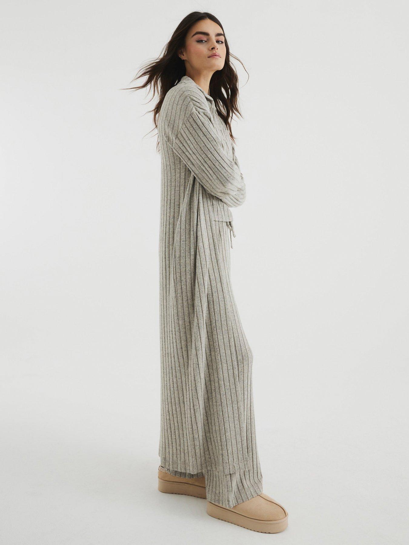 undefined Marl Rib Cardigan - Brown Marl