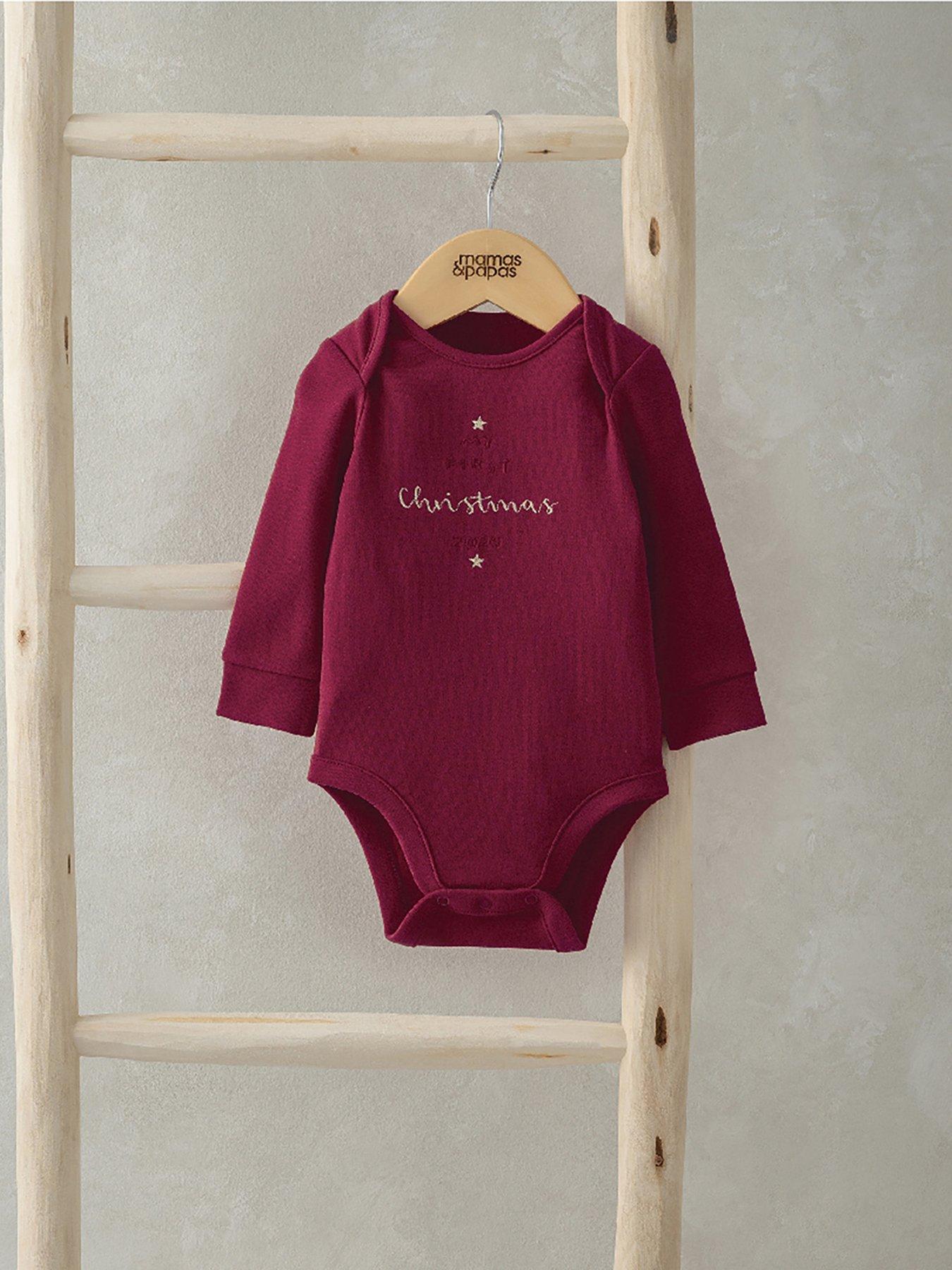 Mamas Papas Baby Unisex My First Christmas Bodysuit Red Very