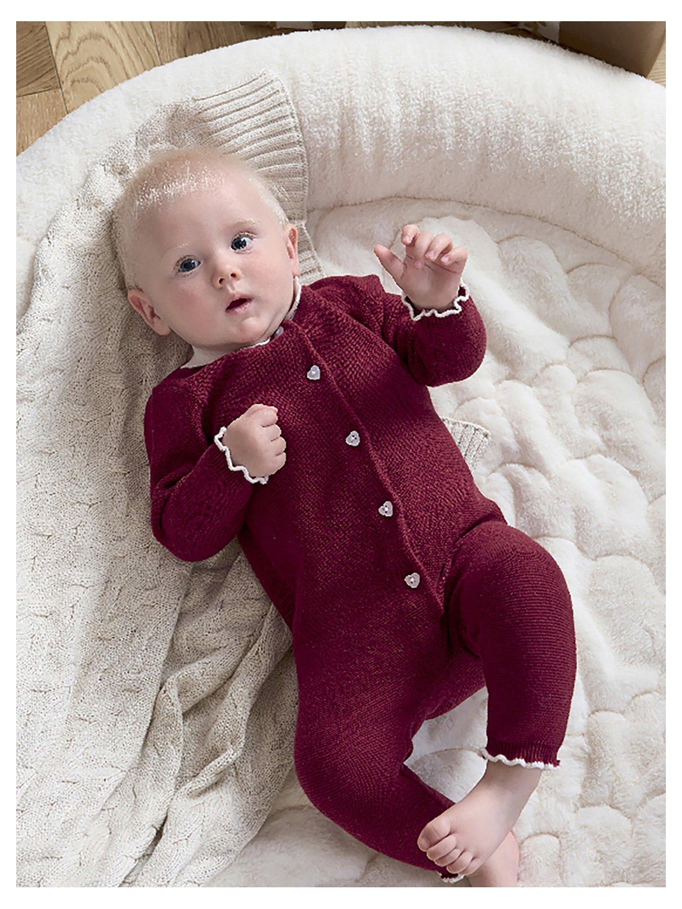 Mamas & Papas Baby Girls Mrs Santa Knitted Christmas Romper - Red