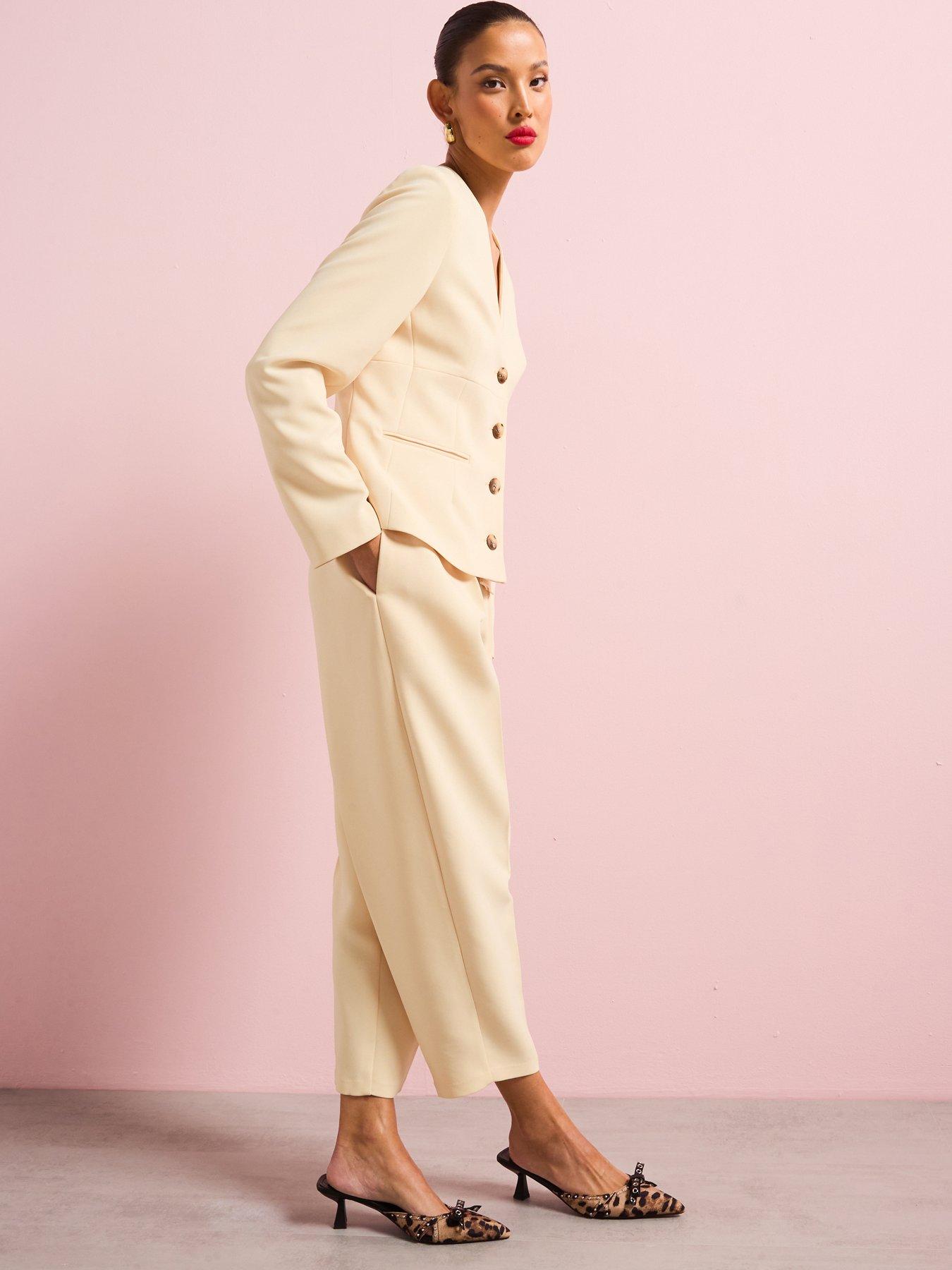 undefined Slim Barrell Leg Trousers - Light Yellow