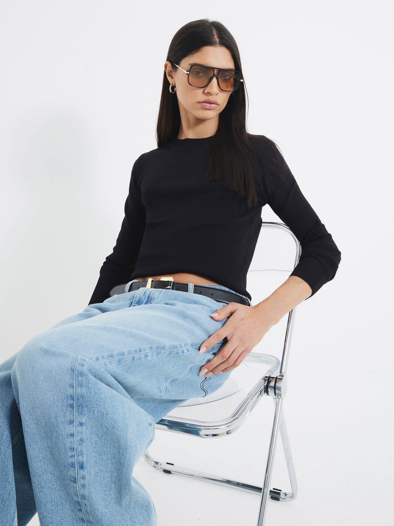 undefined Long Sleeve Bodyfit Top - Black