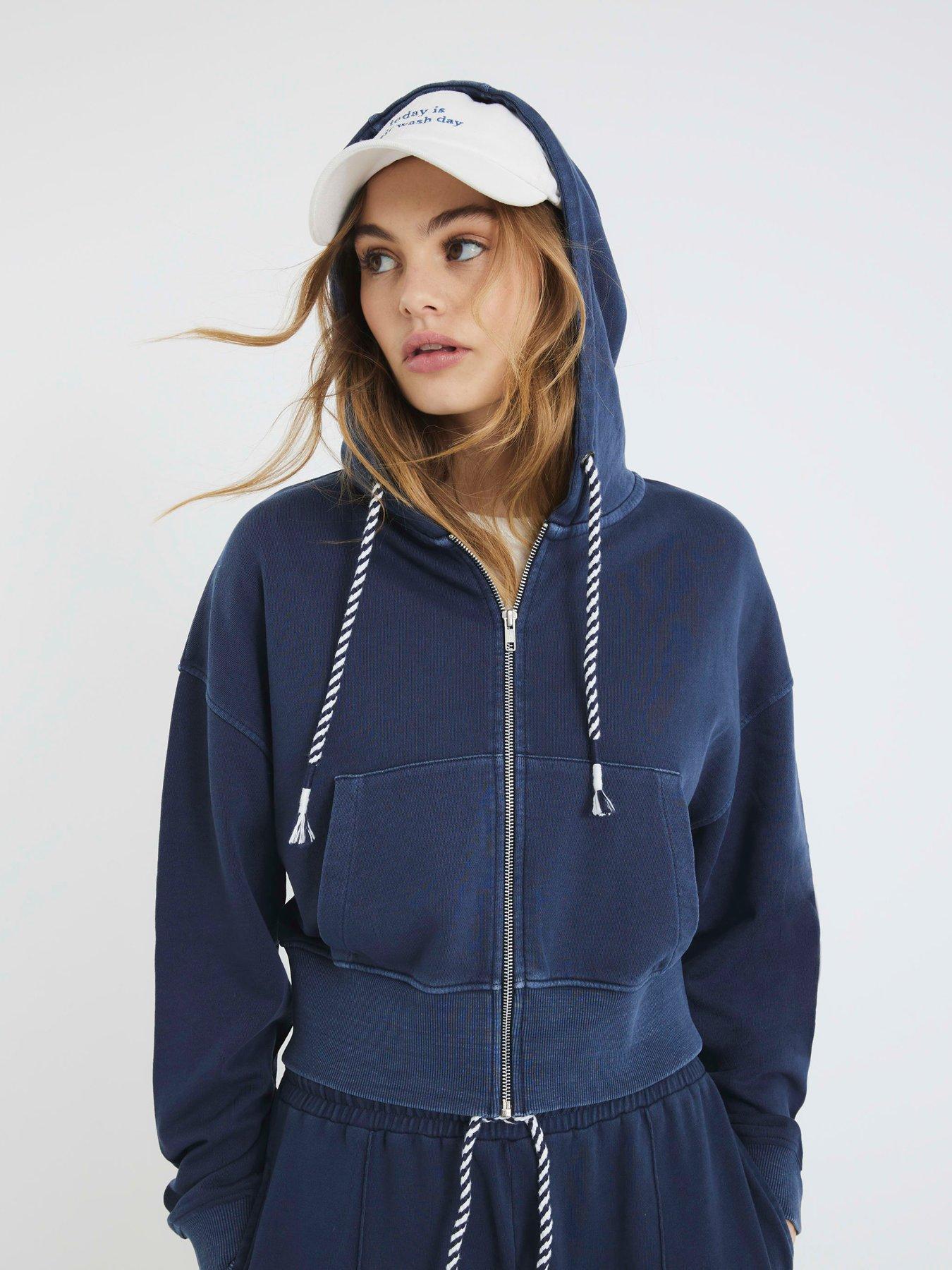 undefined Washed Zip Thru Hoody - Dark Blue