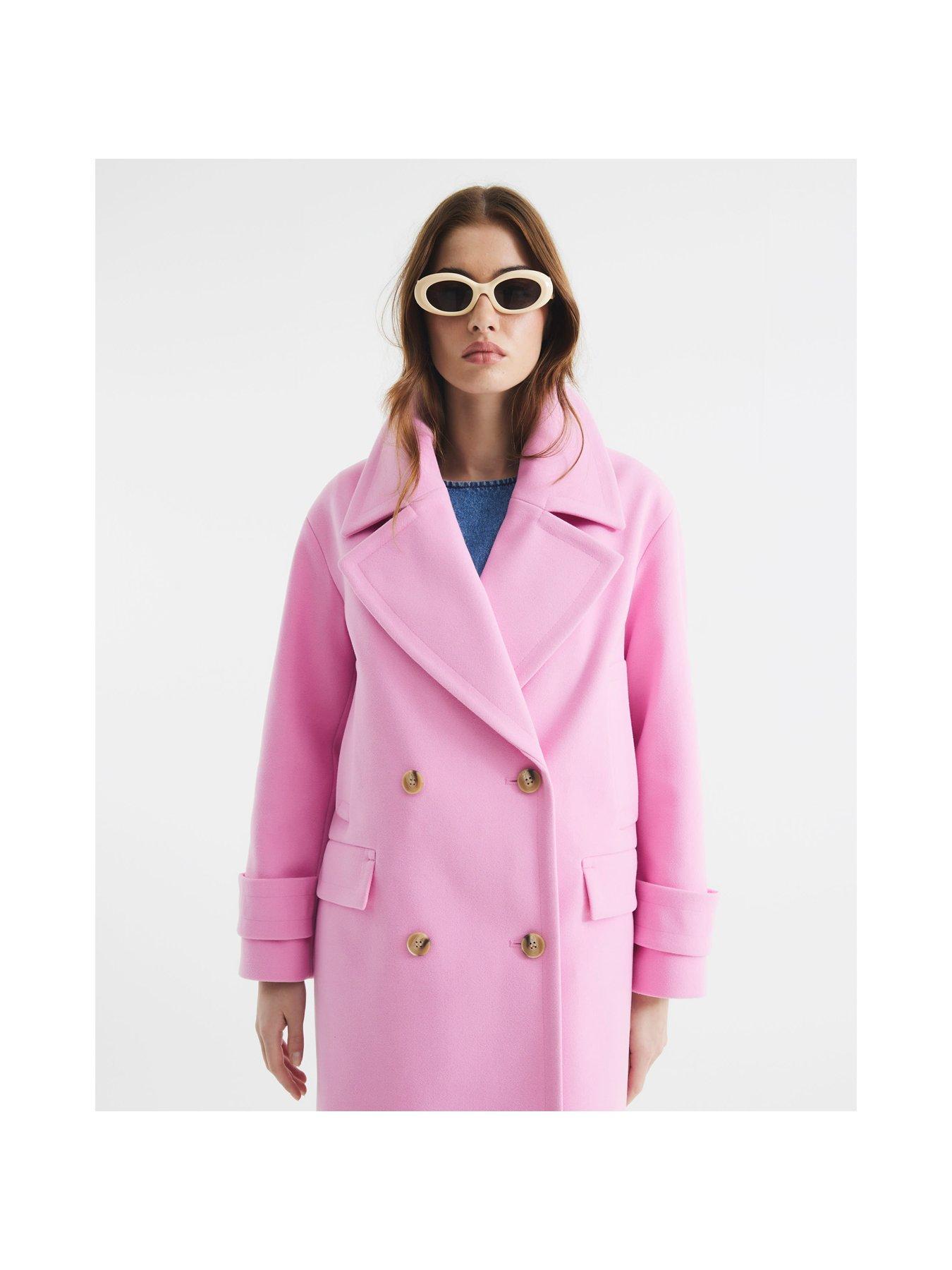 Double Breasted Pea Coat Bright Pink