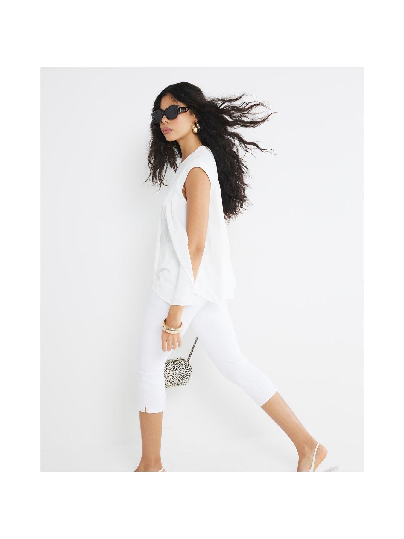 Image 2 of 4 of River Island Pleated Tank Top - White