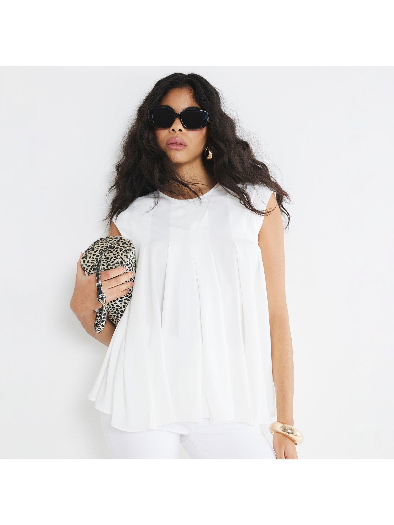 Image 3 of 4 of River Island Pleated Tank Top - White
