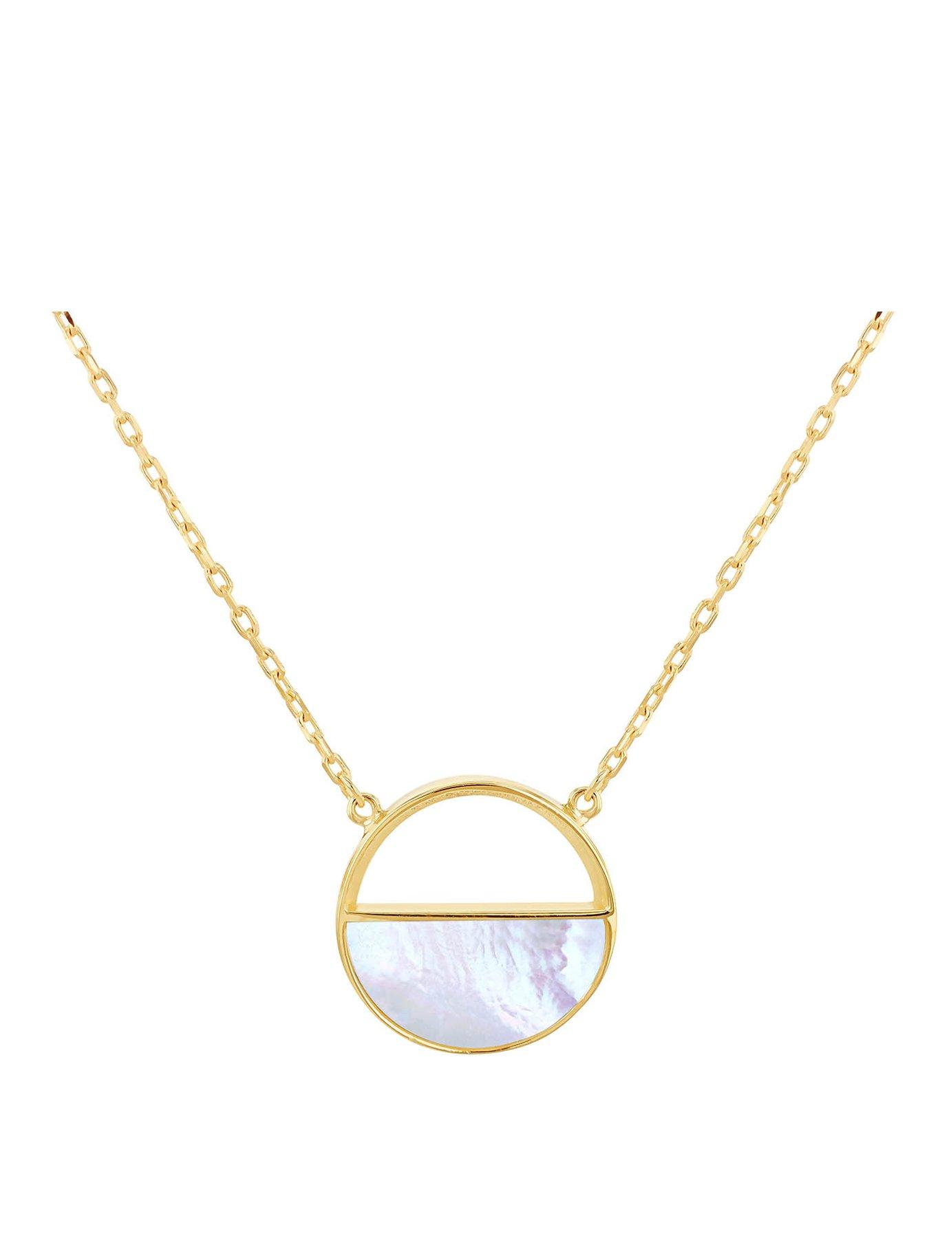 Product photograph of Love Gold 9ct Yellow Gold 12 5mm Semi Circular Mother Of Pearl Adjustable Necklace 41cm 16 -43cm 17 from very.co.uk