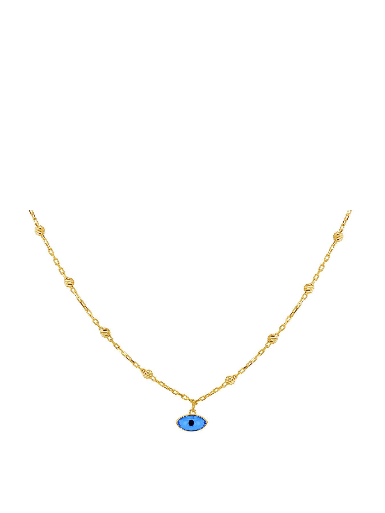 Product photograph of Love Gold 9ct Yellow Gold 6mm X 3mm Evil Eye Dc Ball Adjustable Necklace 41cm 16 -43cm 17 from very.co.uk