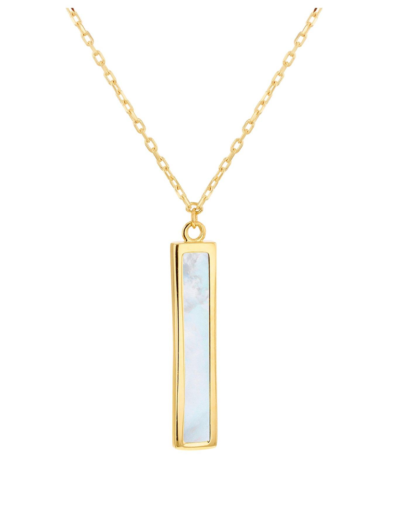 Product photograph of Love Gold 9ct Yellow Gold 4mm X 19mm Mother Of Pearl Bar Adjustable Necklace 41cm 16 -43cm 17 from very.co.uk