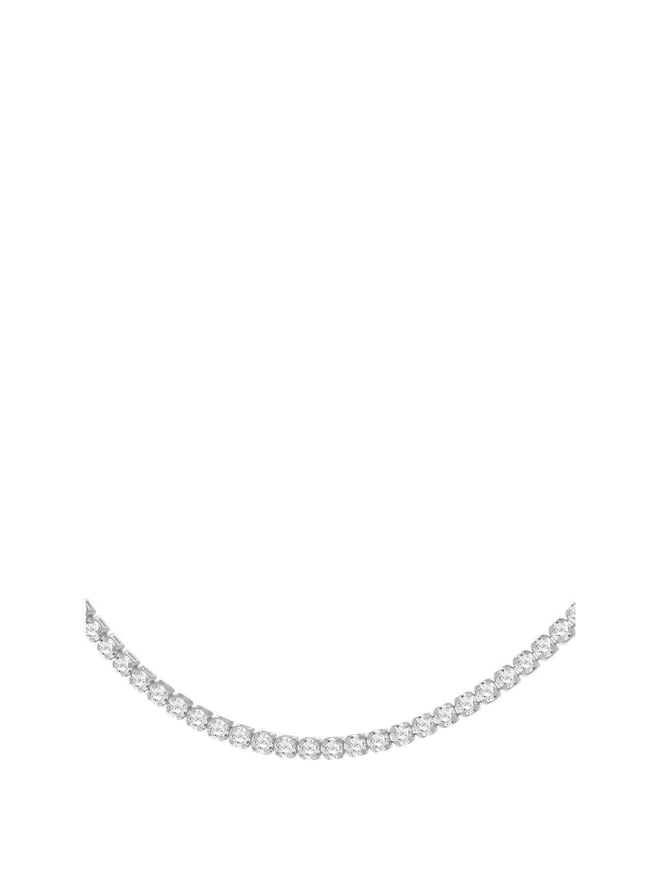 Product photograph of The Love Silver Collection Sterling Silver Rhodium Plated With Cz Tennis Necklace 43cm 17 from very.co.uk