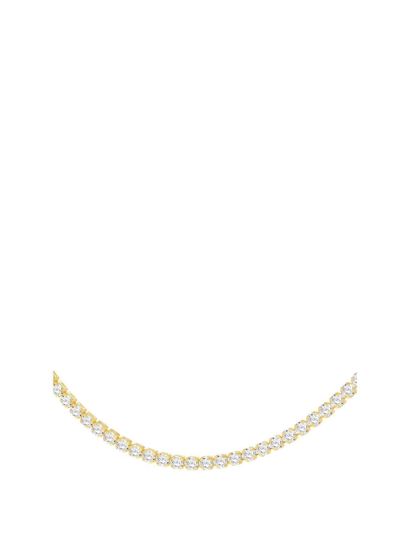 Product photograph of The Love Silver Collection Sterling Silver Yellow Gold Plated With Cz Tennis Necklace 43cm 17 from very.co.uk