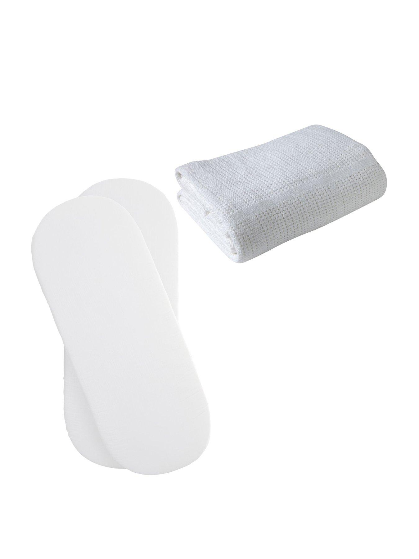 Image 2 of 4 of Clair De Lune Moses Basket Sheets &amp; Pram Cellular Blanket - White